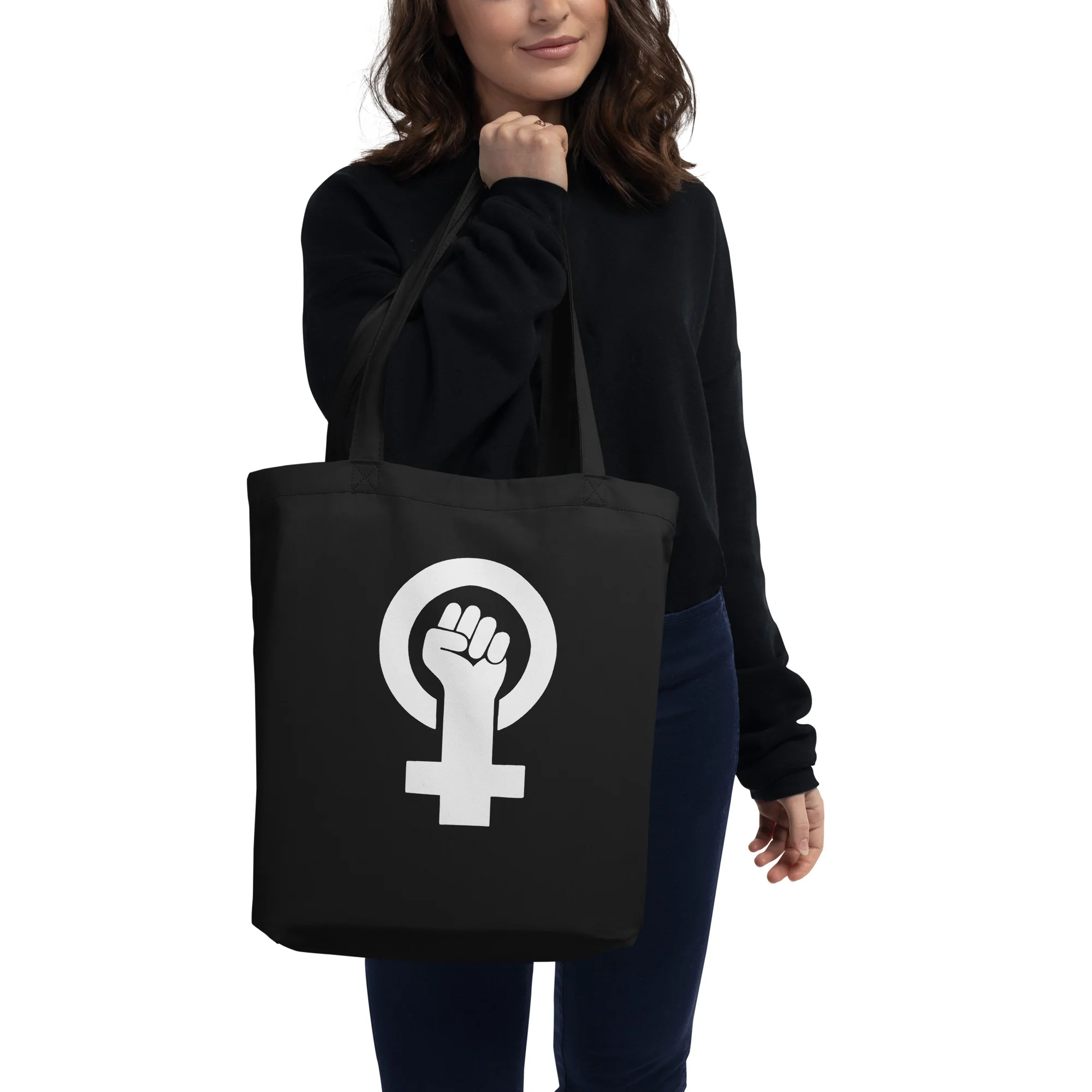 Feminist Symbol Black Eco Tote - Image 2