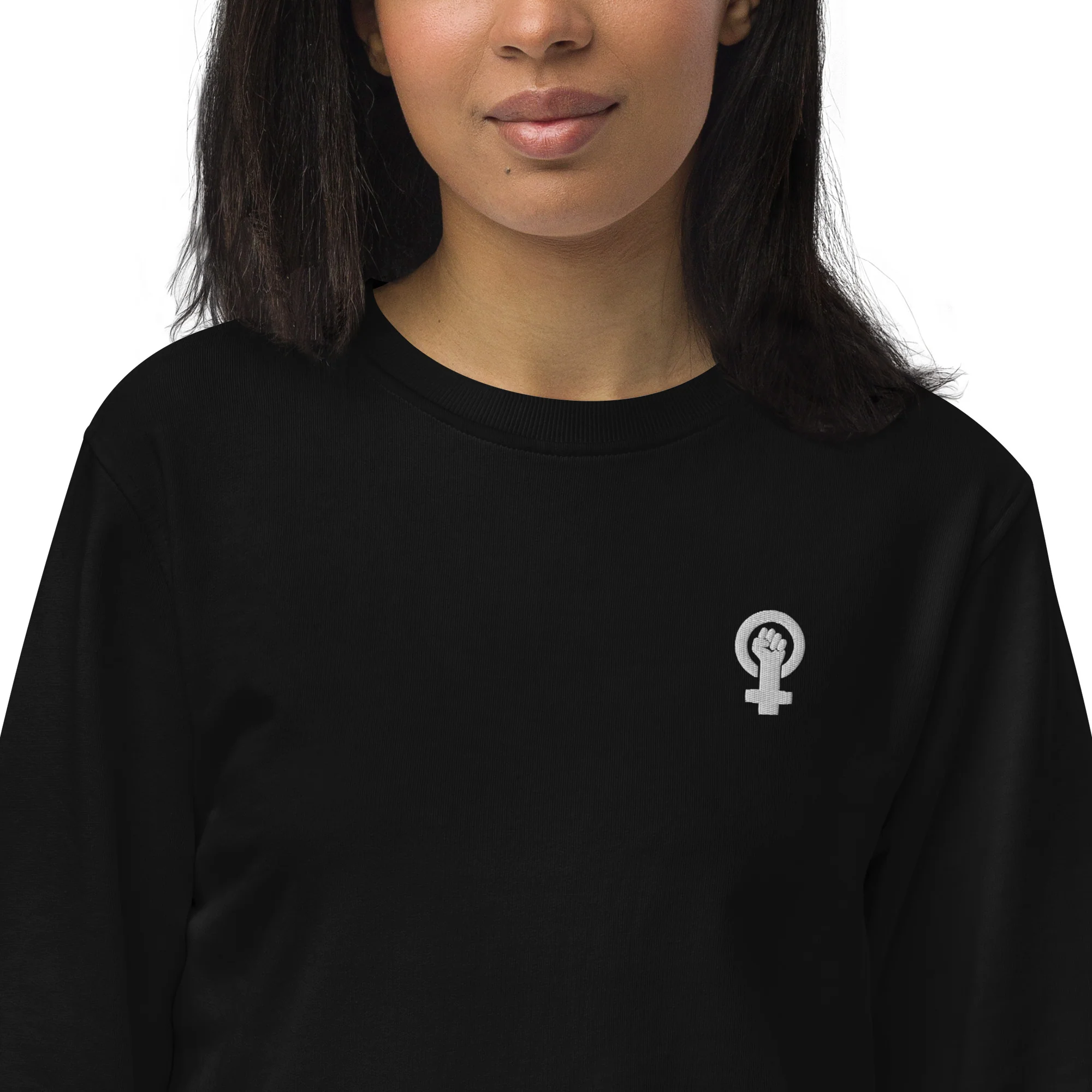 Feminist Symbol Embroidered Organic Sweatshirt - Image 3