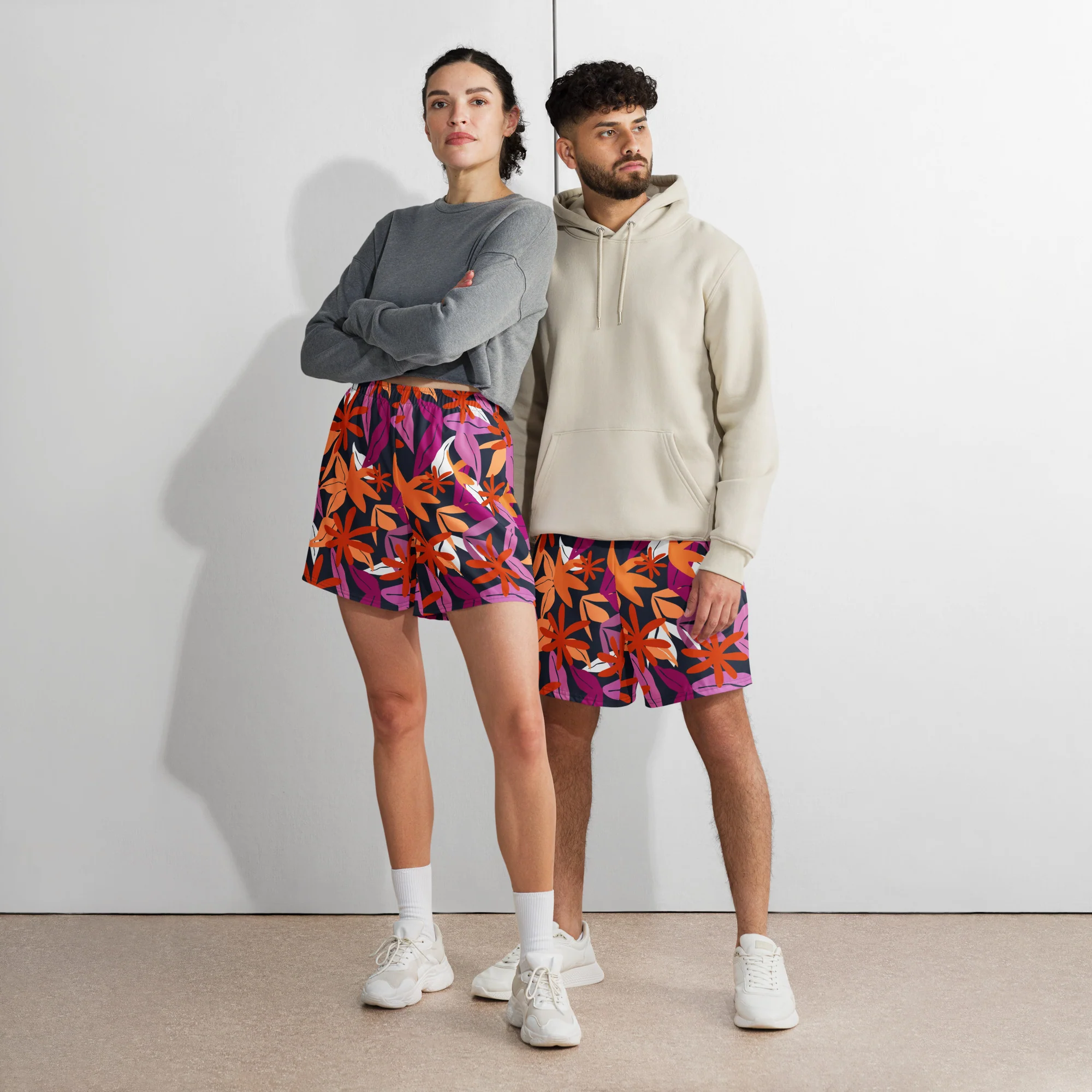 Floral Pattern Long Shorts In Lesbian Colours - Image 2