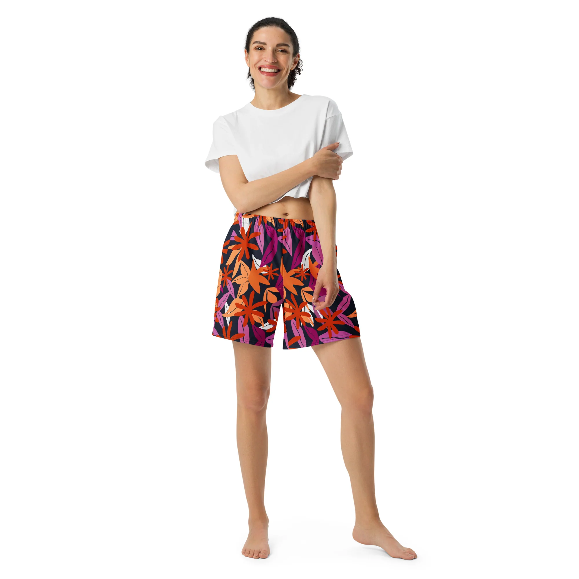 Floral Pattern Long Shorts In Lesbian Colours - Image 6