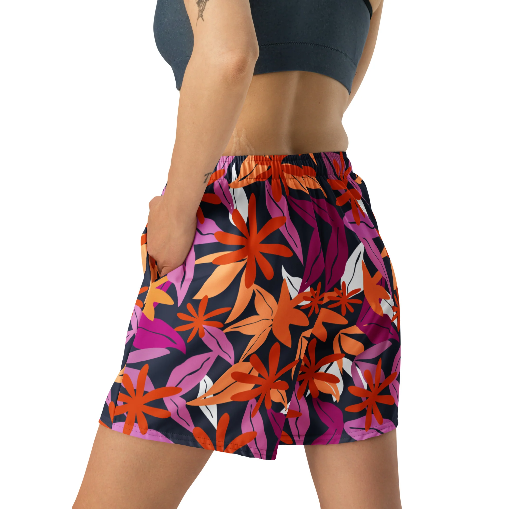 Floral Pattern Long Shorts In Lesbian Colours - Image 7
