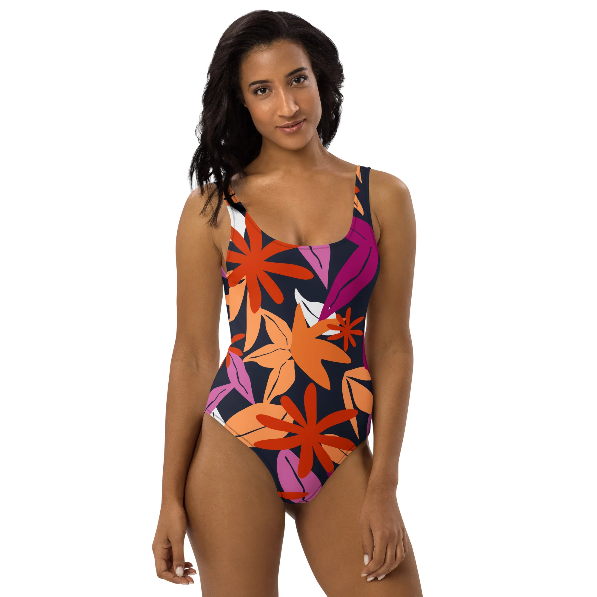 Floral Pattern One-Piece Swimsuit in Lesbian Colours - Image 2