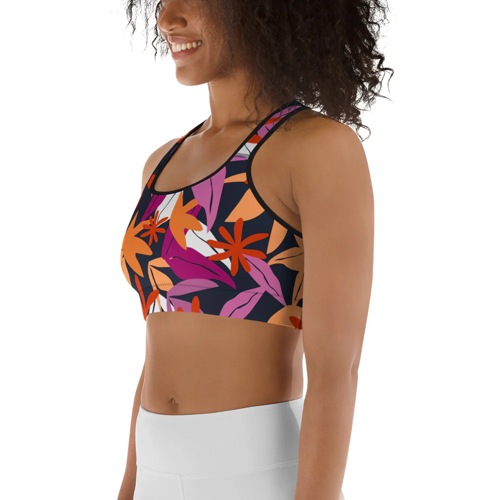 Floral Pattern Sports Bra in Lesbian Colours - Image 6