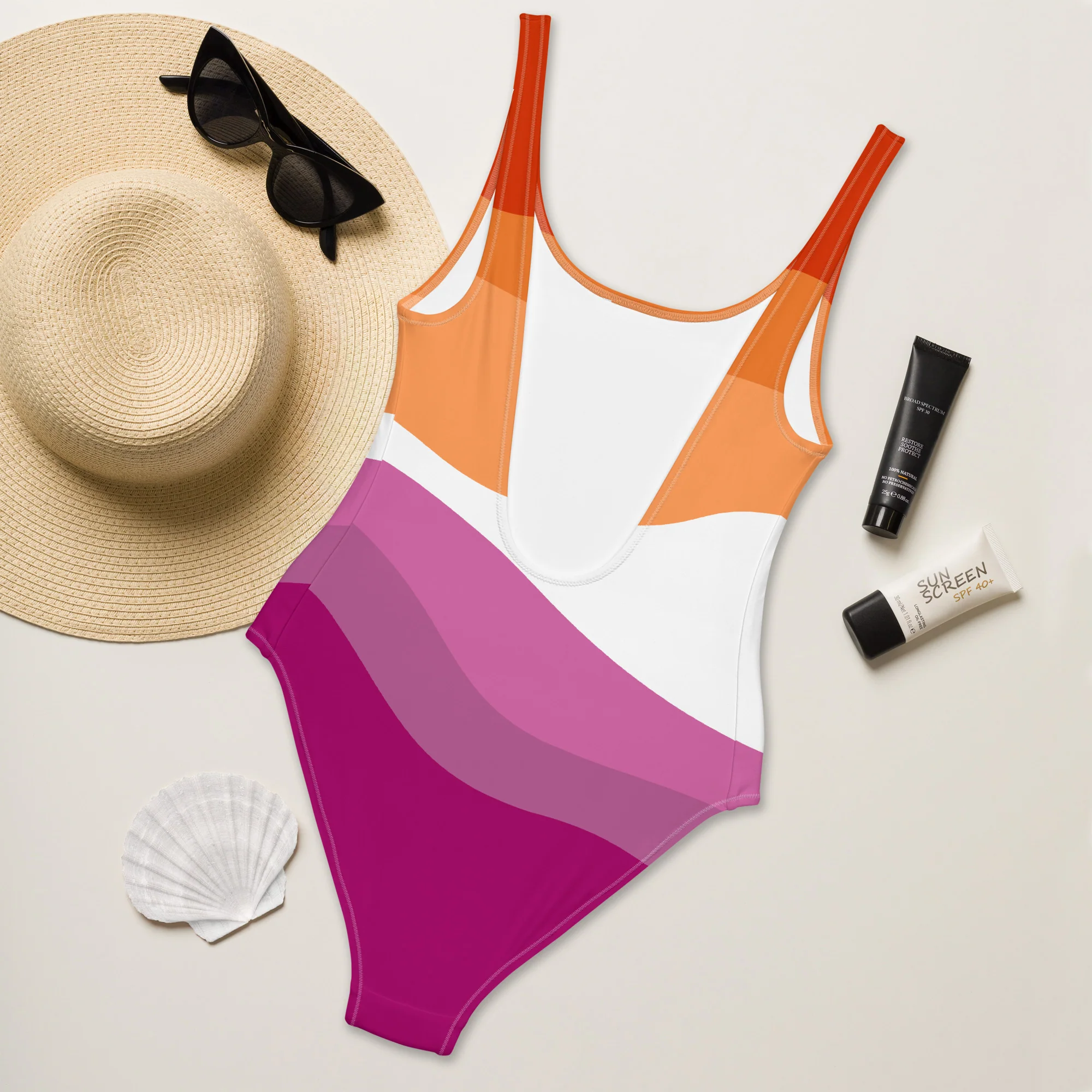 Fluid Lesbian Colours One-Piece Swimsuit - Image 3
