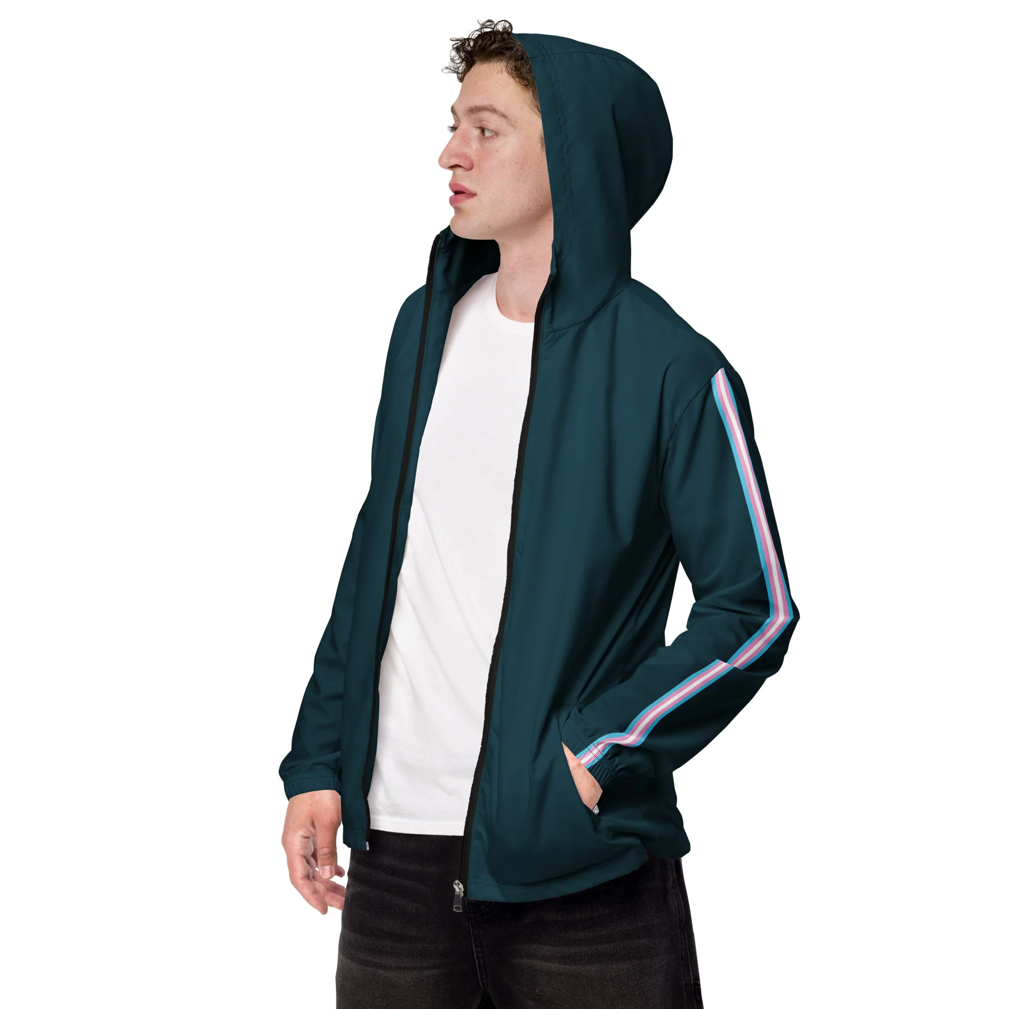 French Blue Windbreaker with Trans Sleeve Stripe - Image 6