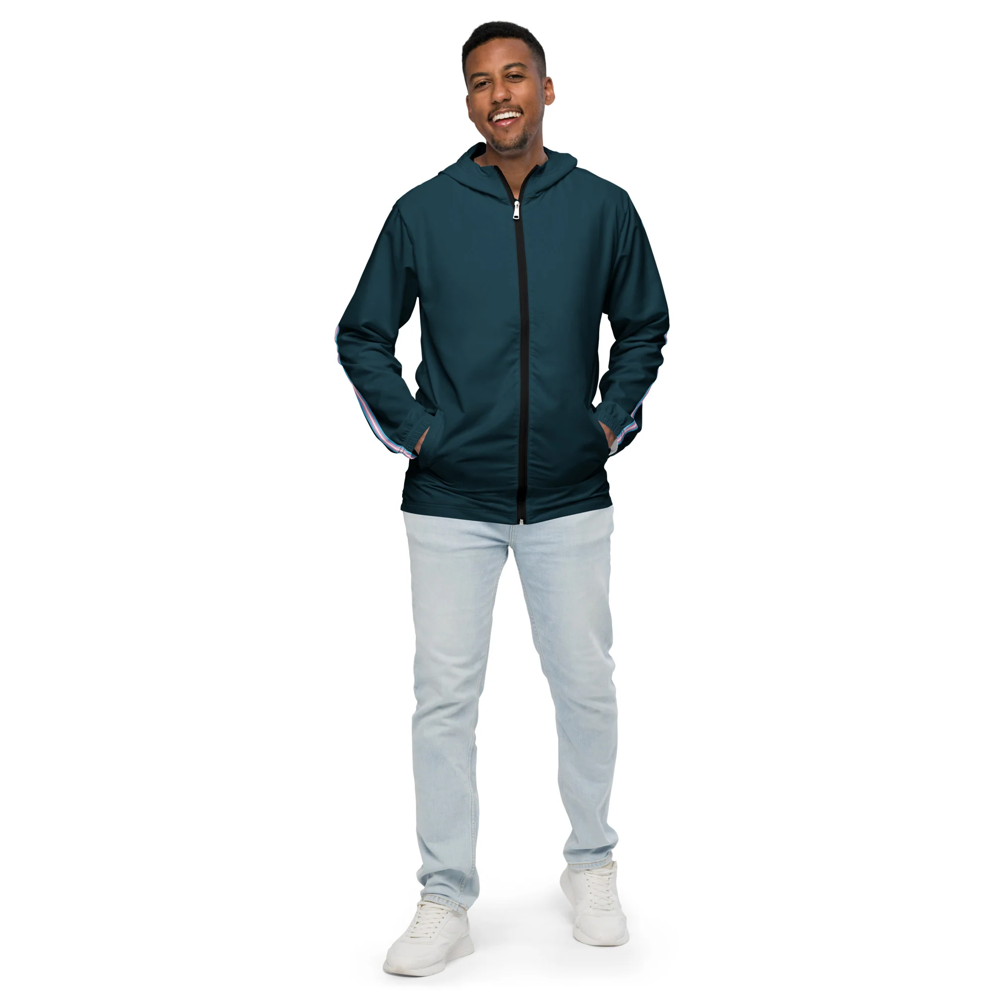 French Blue Windbreaker with Trans Sleeve Stripe - Image 8