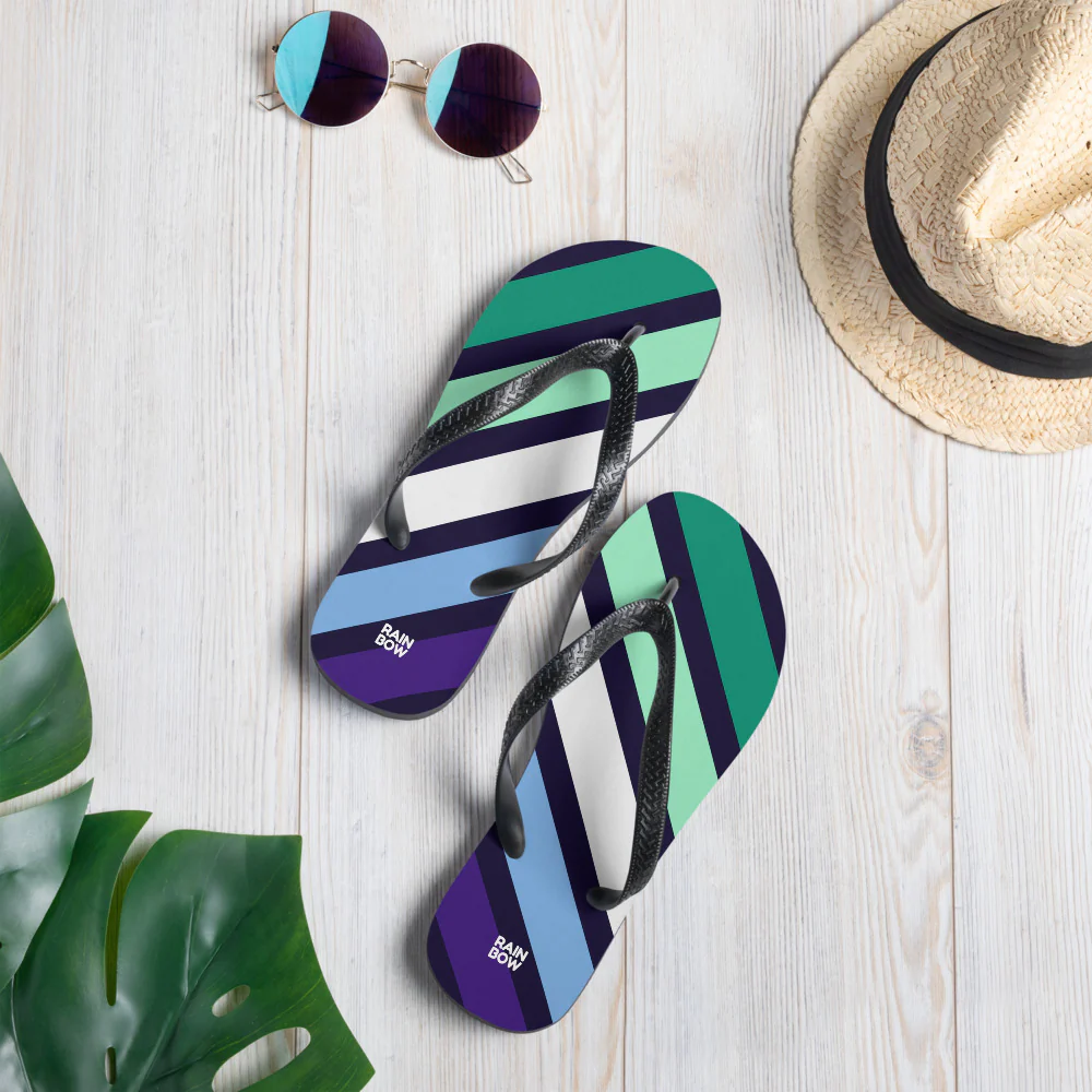 Gay Men's Diagonal Stripes Flip-Flops - Image 4