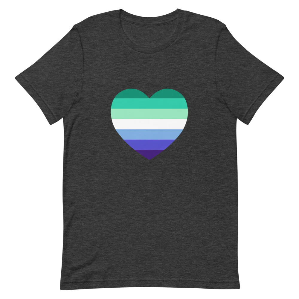 Gay Men's 7 Stripe Pride Flag Heart T-Shirt - Image 3