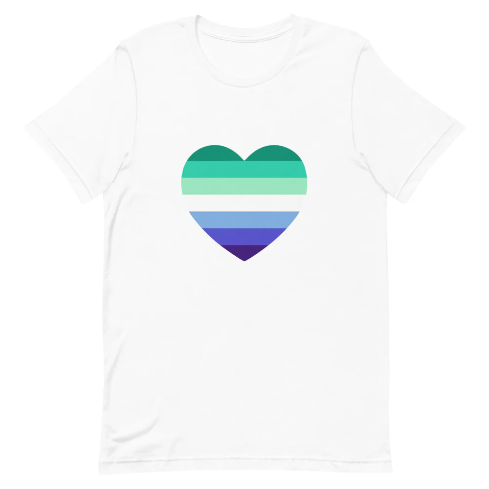Gay Men's 7 Stripe Pride Flag Heart T-Shirt - Image 4