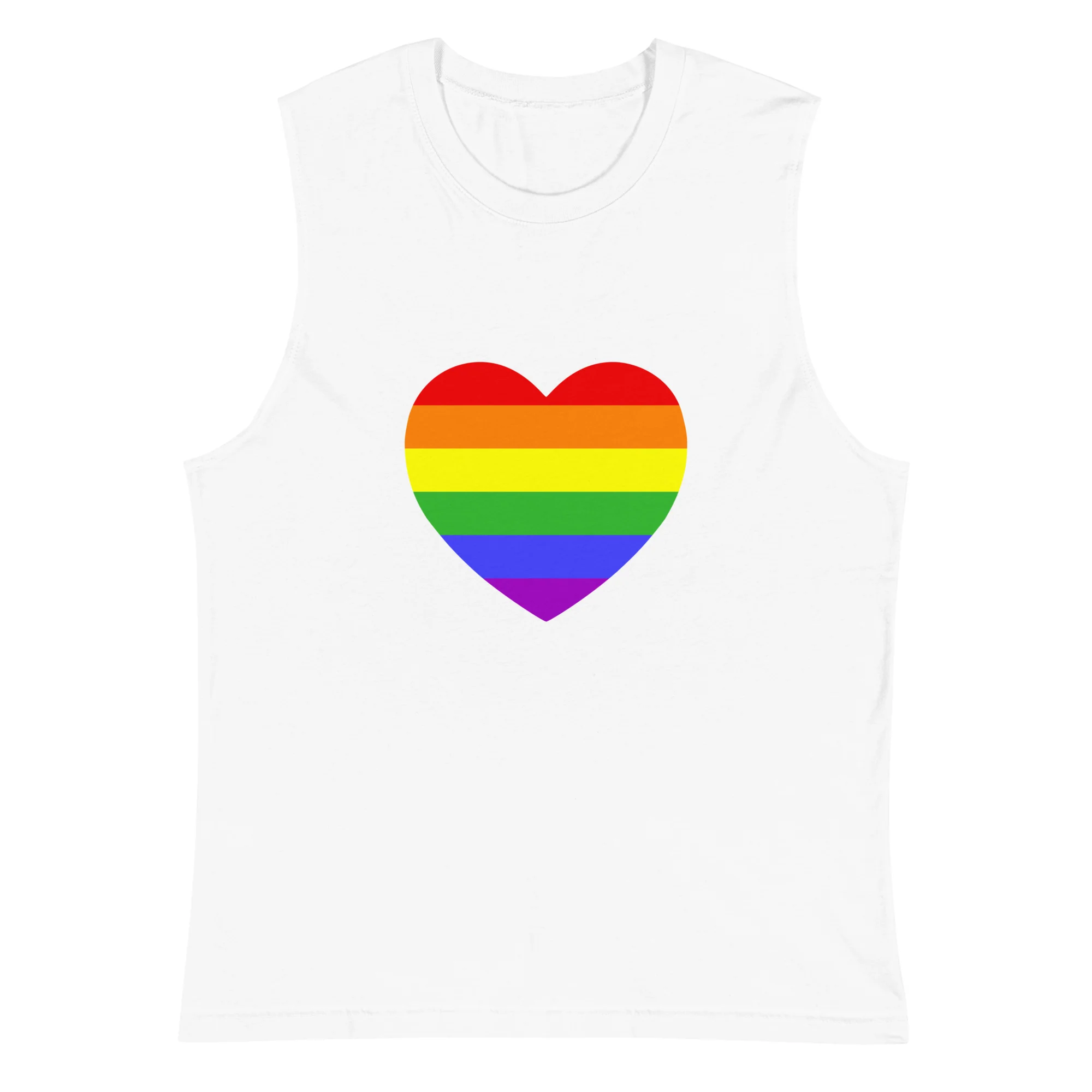 Rainbow Pride Flag Heart Muscle Shirt - Image 3