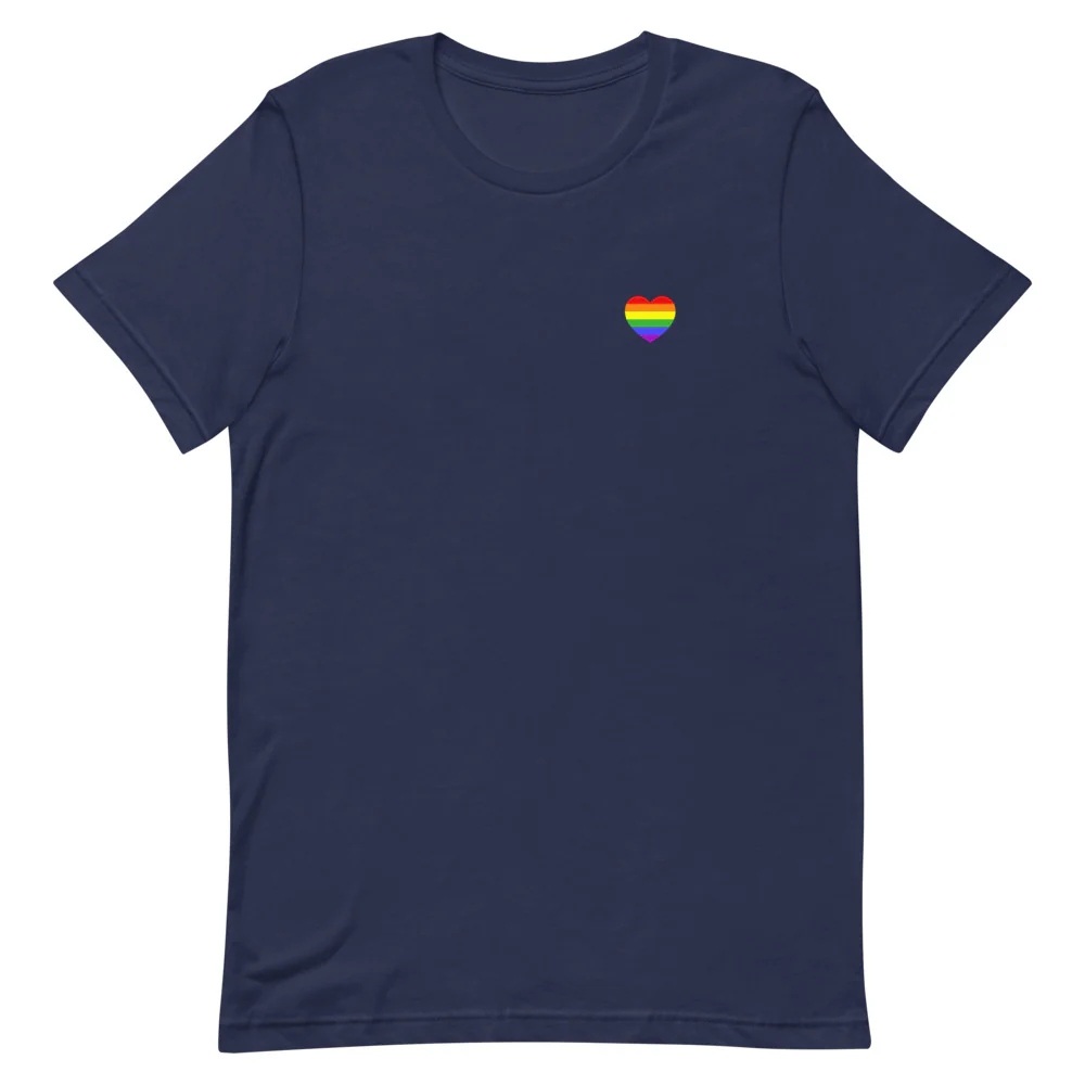 Rainbow Pride Flag Small Heart T-Shirt - Image 5