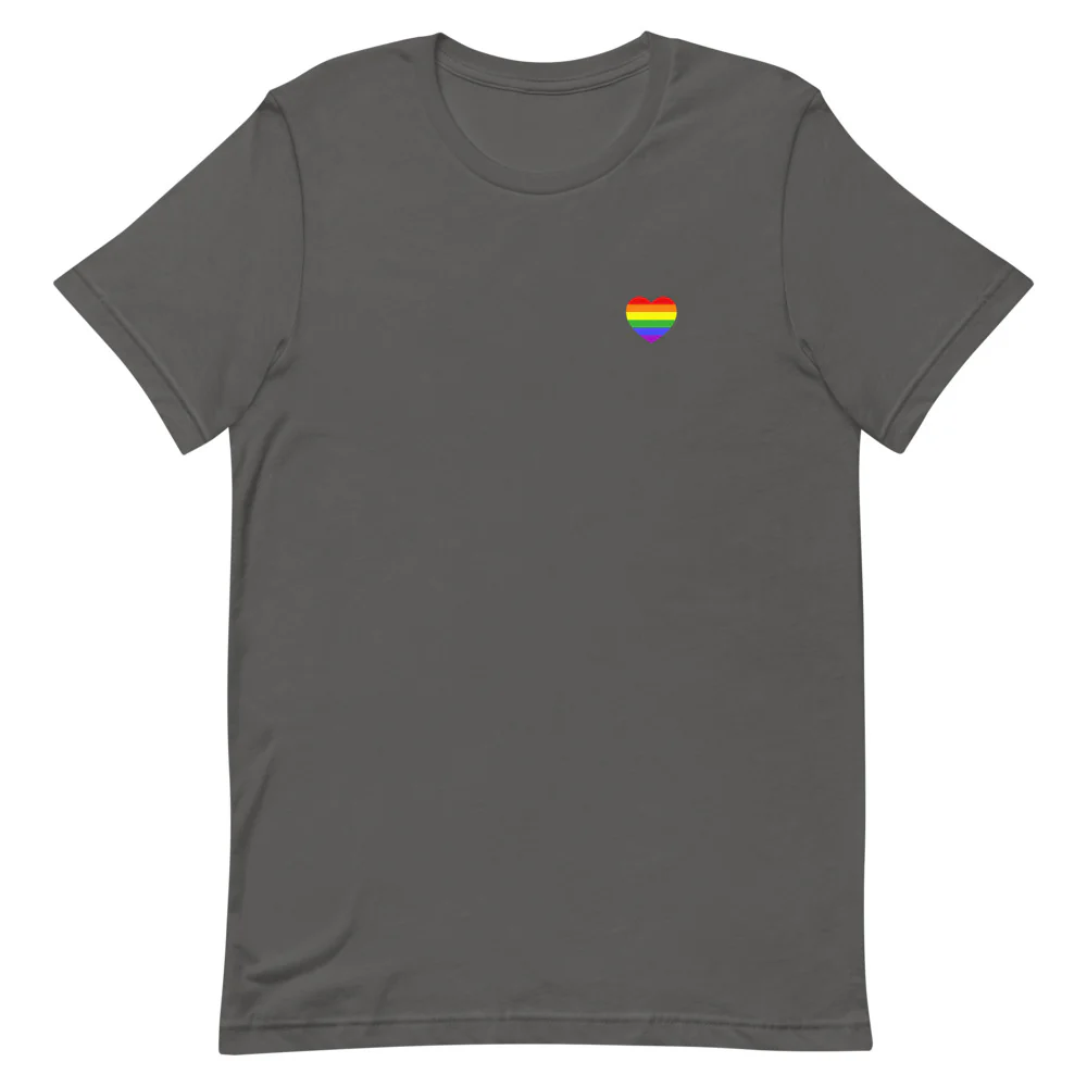Rainbow Pride Flag Small Heart T-Shirt - Image 6