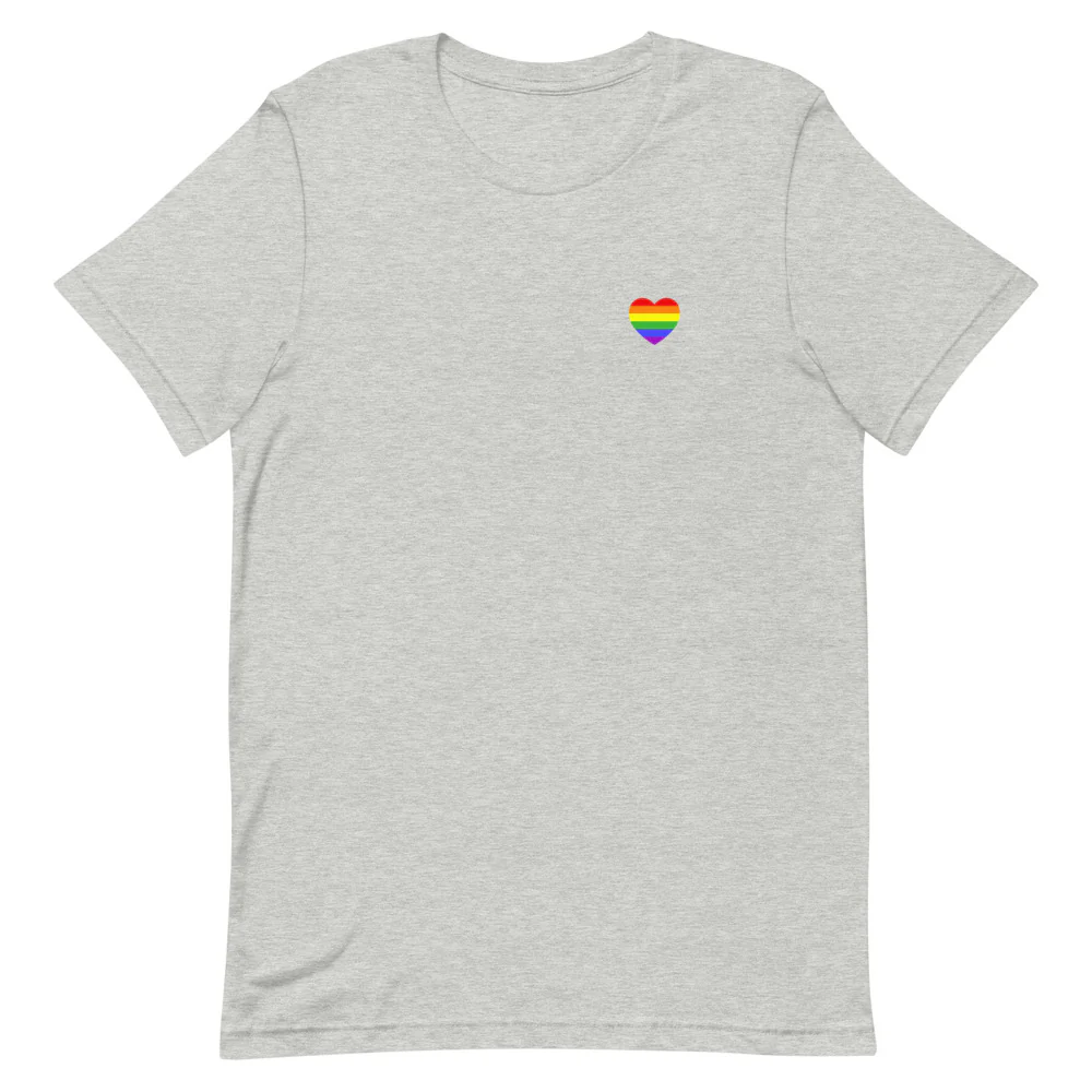Rainbow Pride Flag Small Heart T-Shirt - Image 8