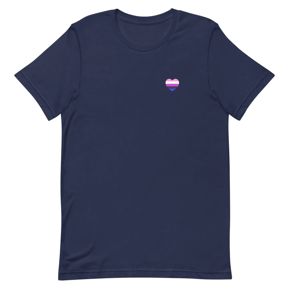 Gender-Fluid Small Heart Flag T-Shirt - Image 4