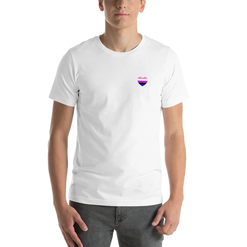 Gender-Fluid Small Heart Flag T-Shirt - Image 8