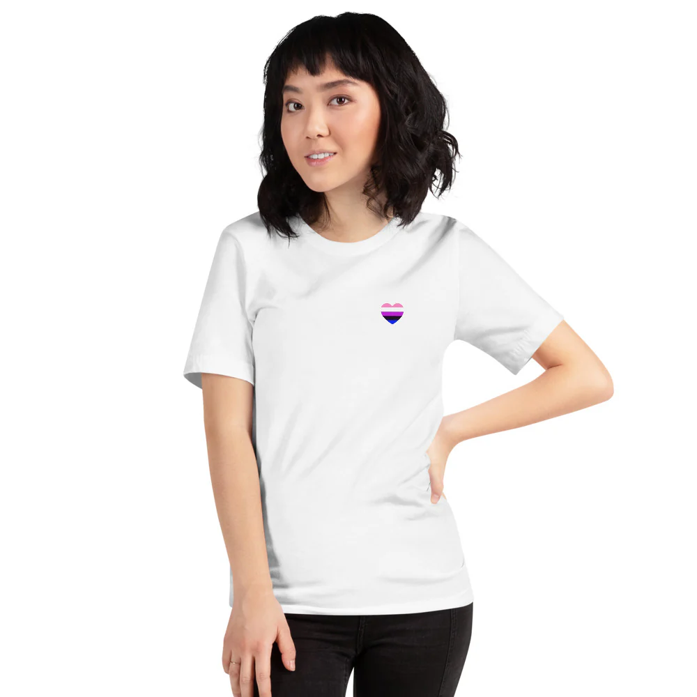 Gender-Fluid Small Heart Flag T-Shirt - Image 9
