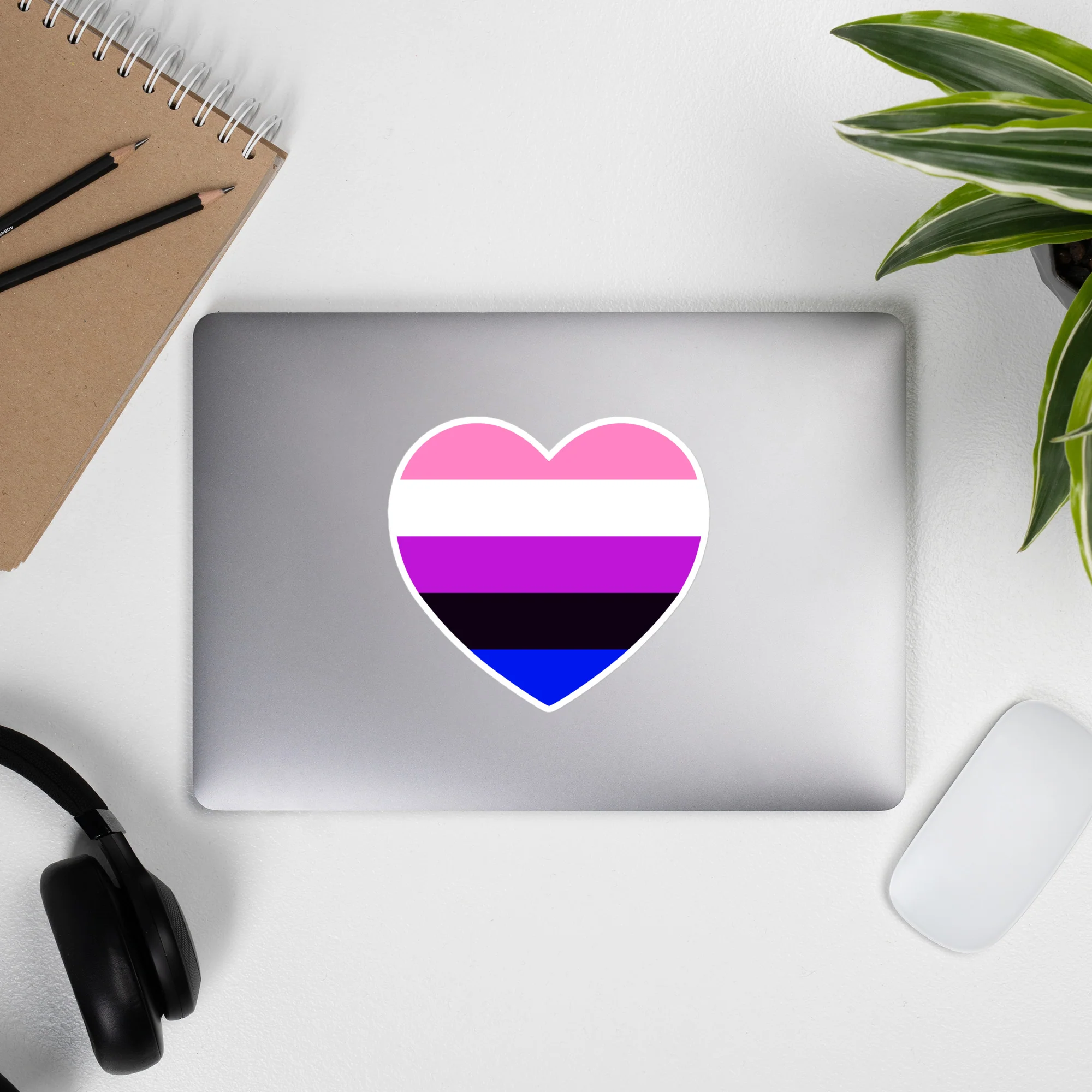 Gender Fluid Flag Heart Sticker - Image 4