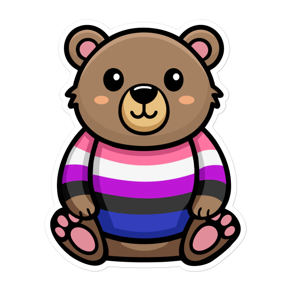 Gender Fluid Pride Bear Sticker