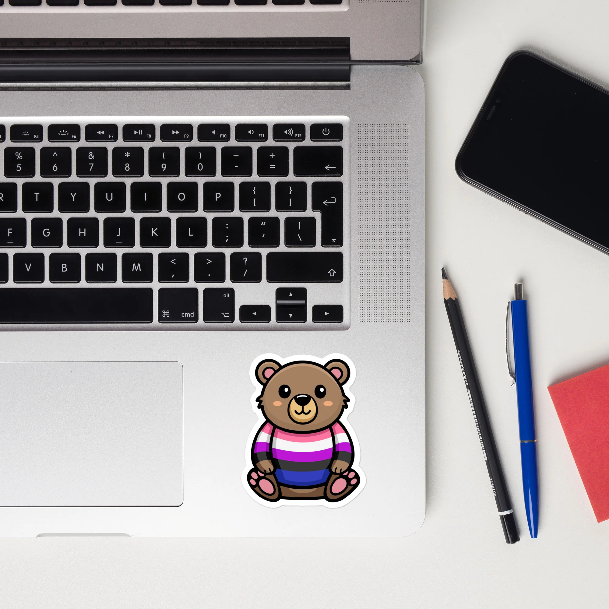Gender Fluid Pride Bear Sticker - Image 2
