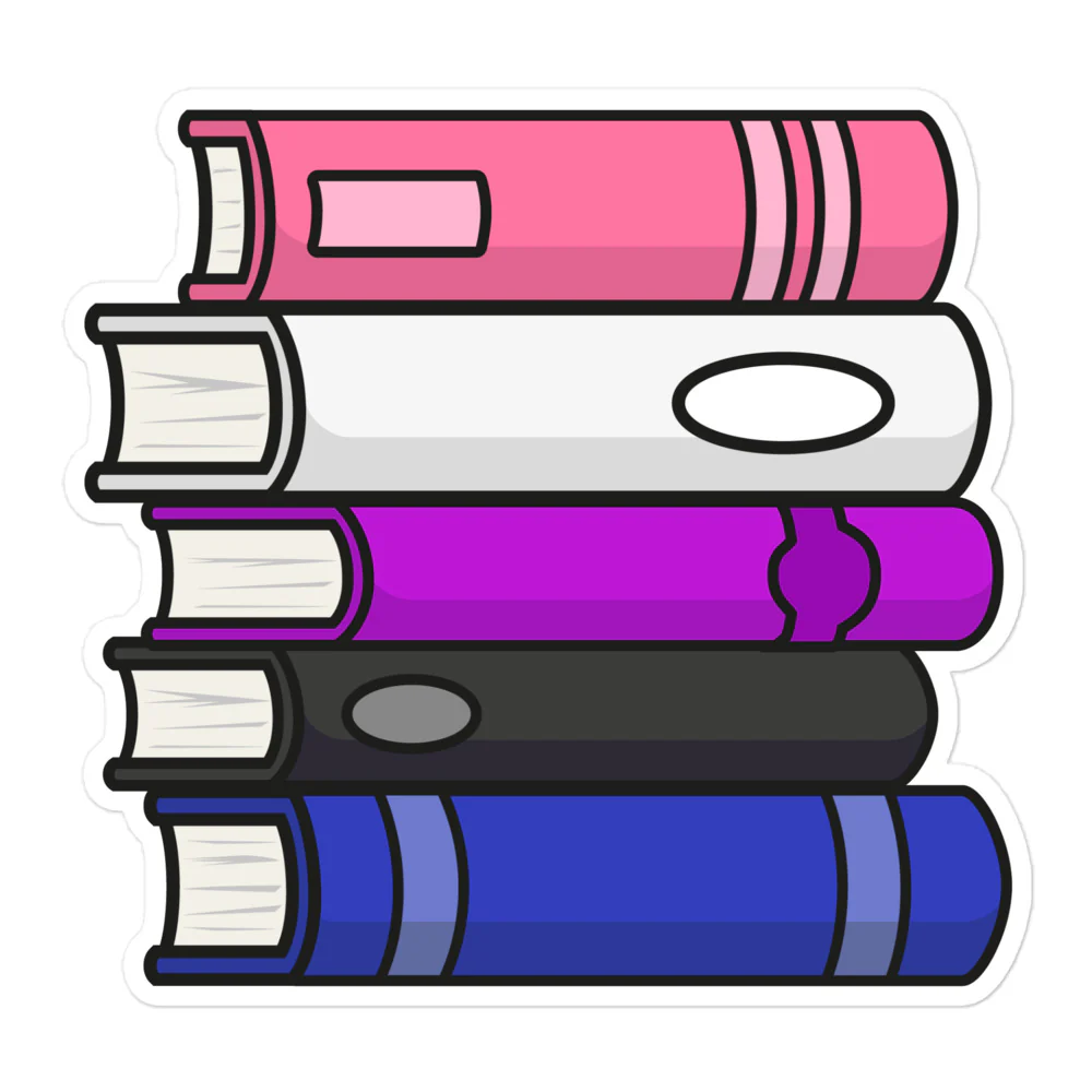 Gender Fluid Pride Flag Book Stack Sticker