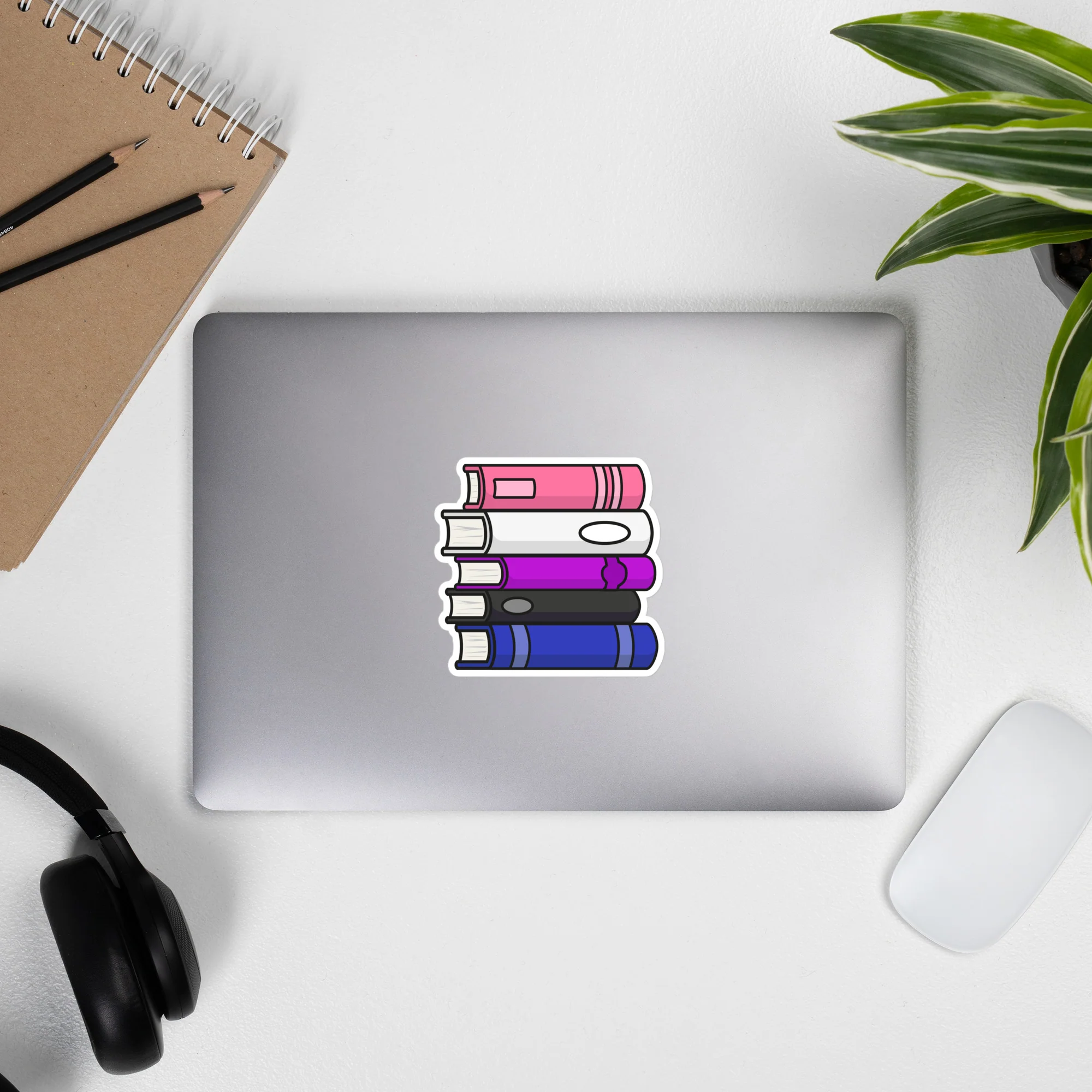 Gender Fluid Pride Flag Book Stack Sticker - Image 3