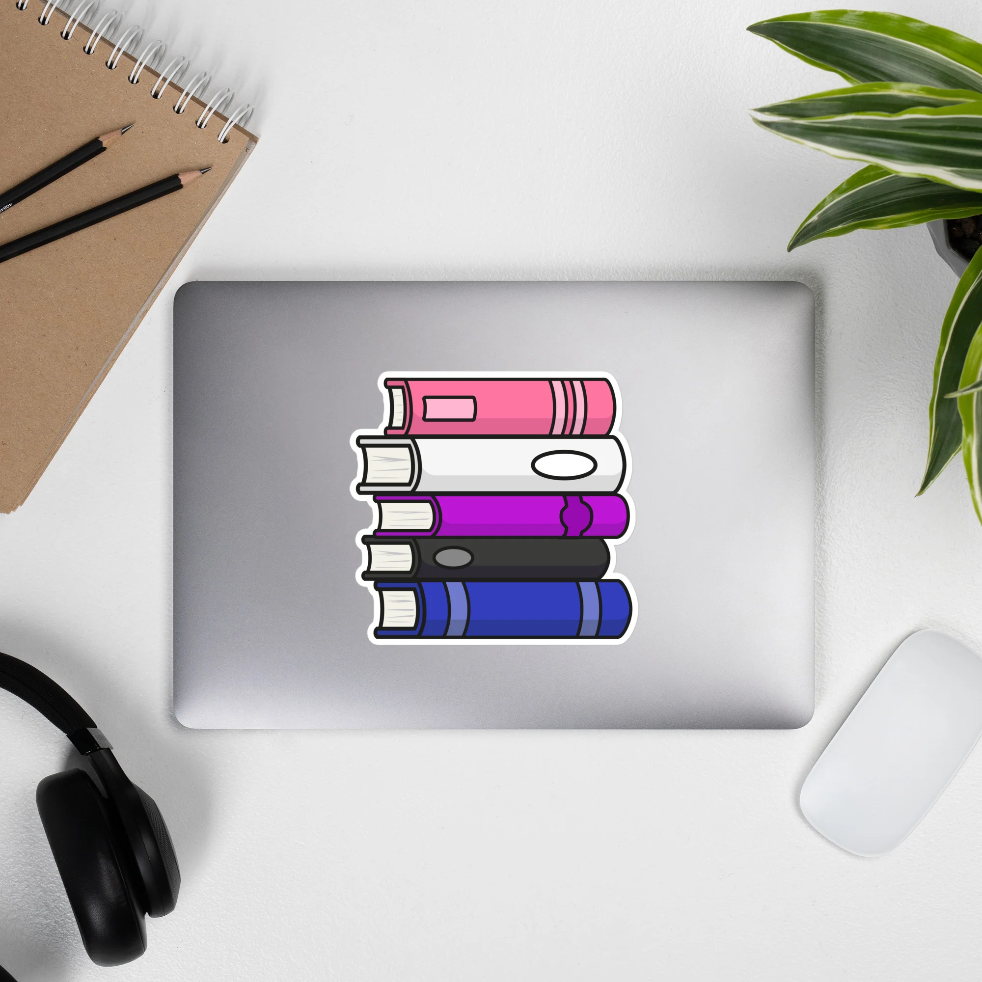Gender Fluid Pride Flag Book Stack Sticker - Image 4