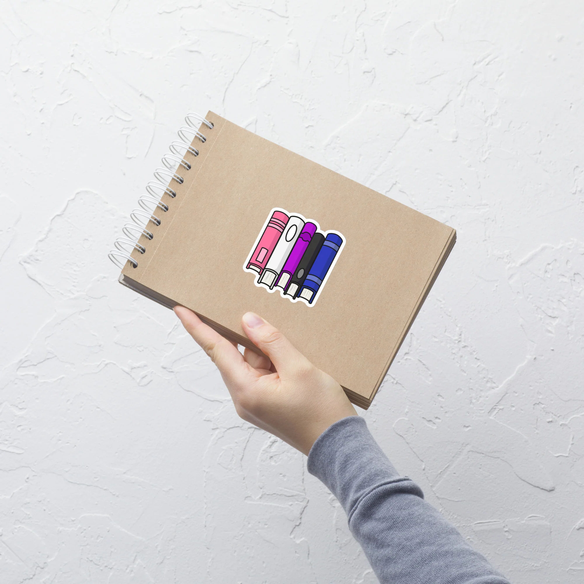 Gender Fluid Pride Flag Book Stack Sticker - Image 6