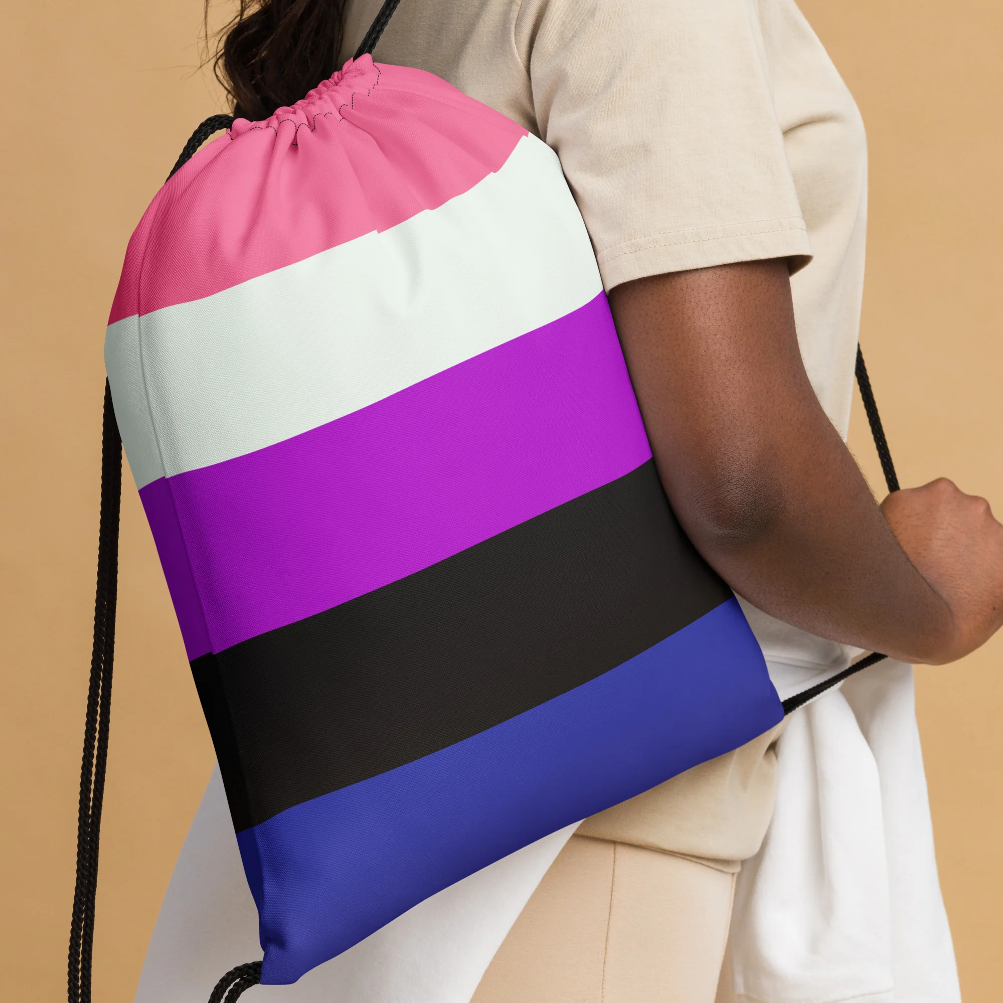 Gender Fluid Pride Flag Drawstring Bag - Image 3