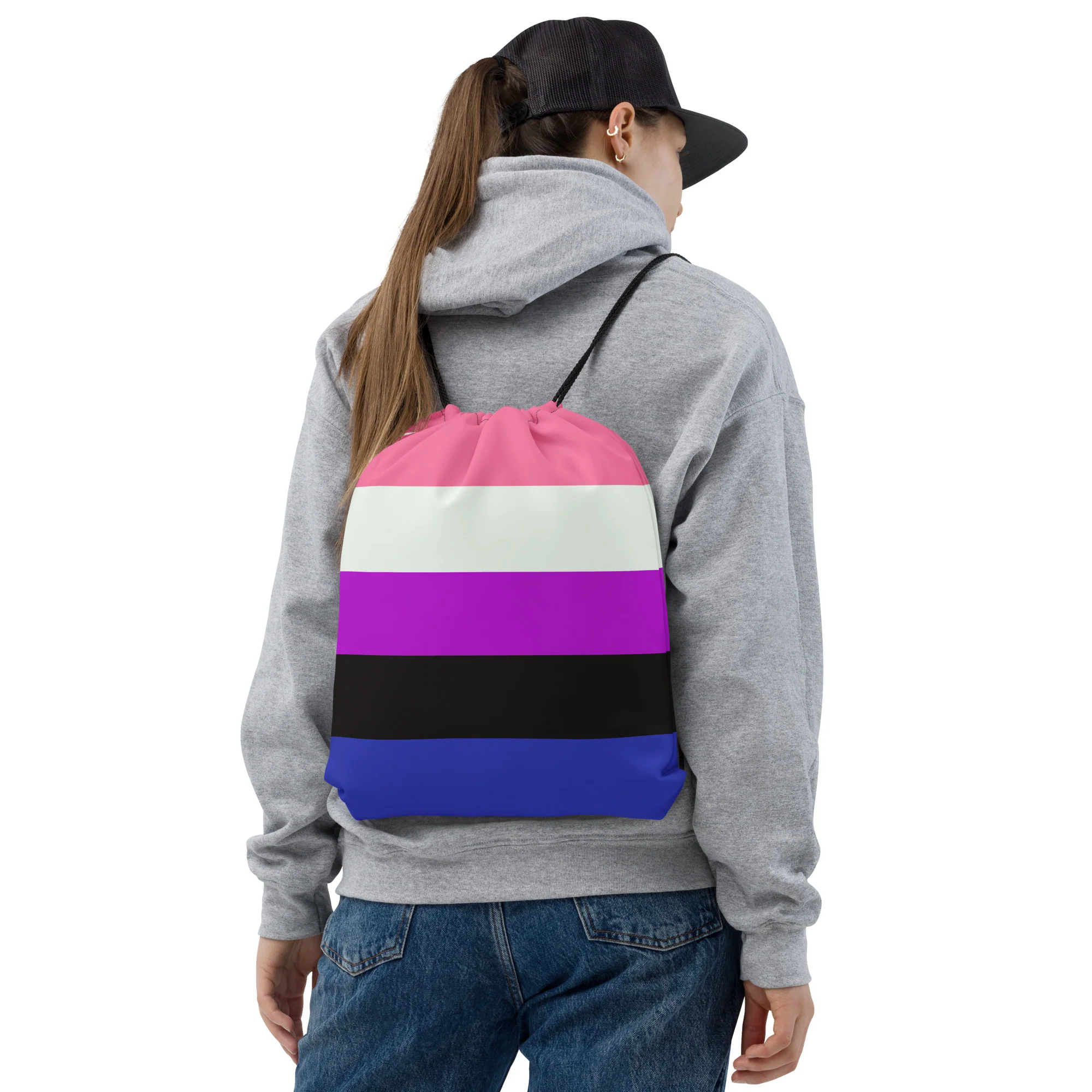 Gender Fluid Pride Flag Drawstring Bag - Image 5