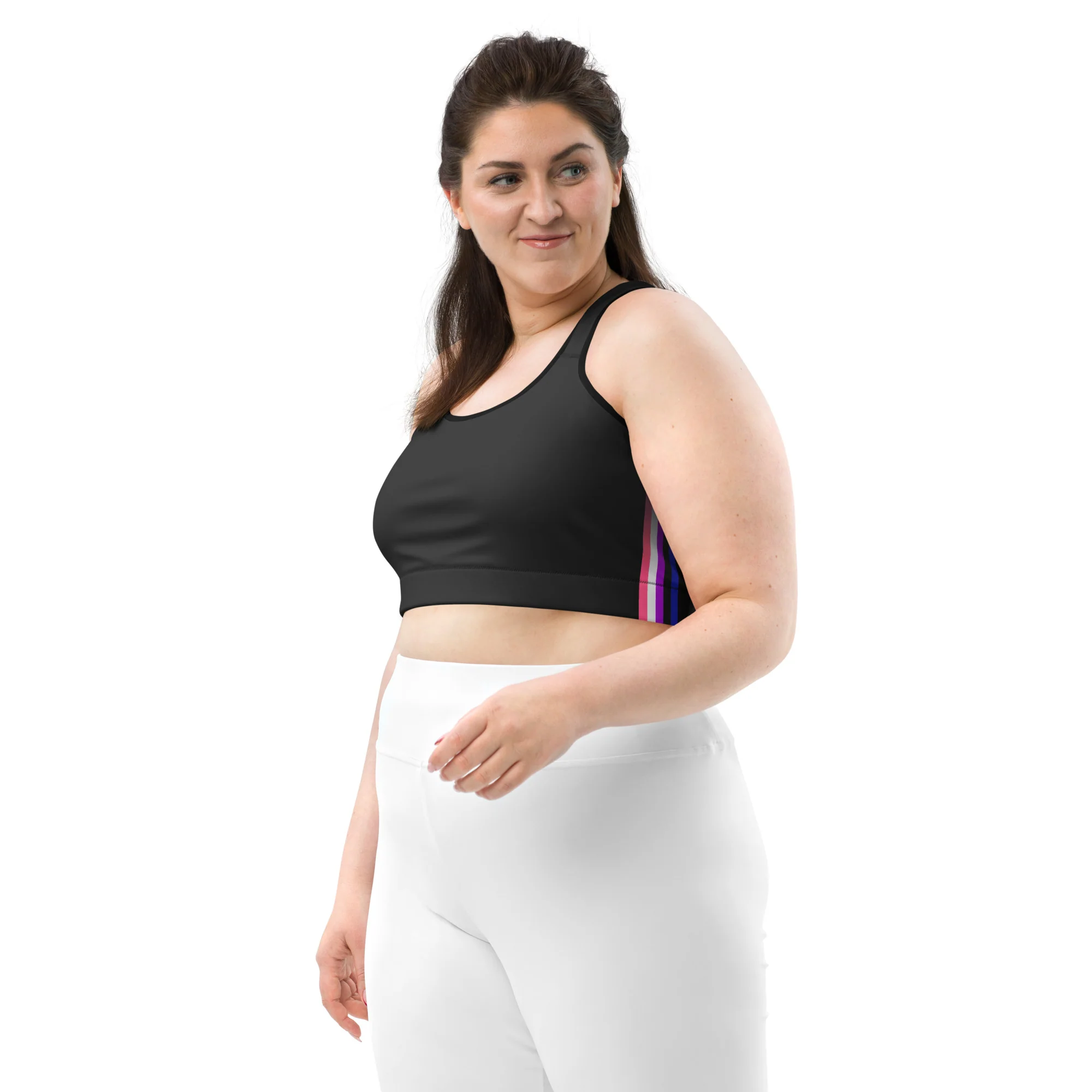 Gender Fluid Pride Flag Side Fade Sports Bra - Image 5
