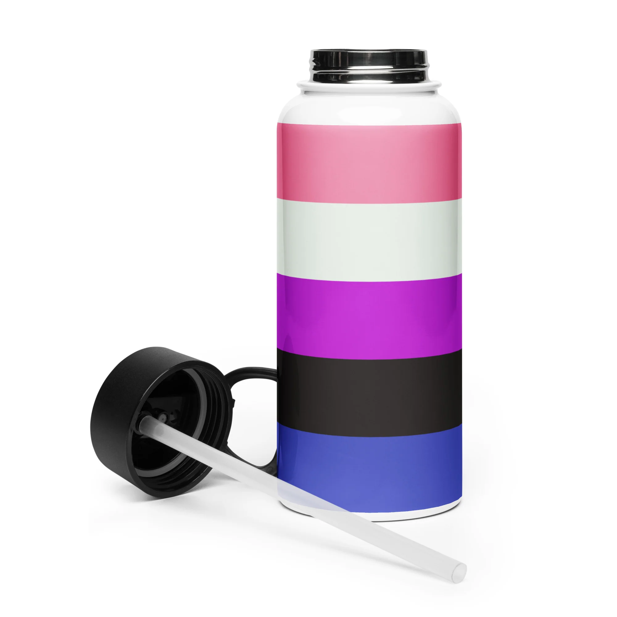 Gender Fluid Pride Flag Stainless Steel Water Bottle - Image 3