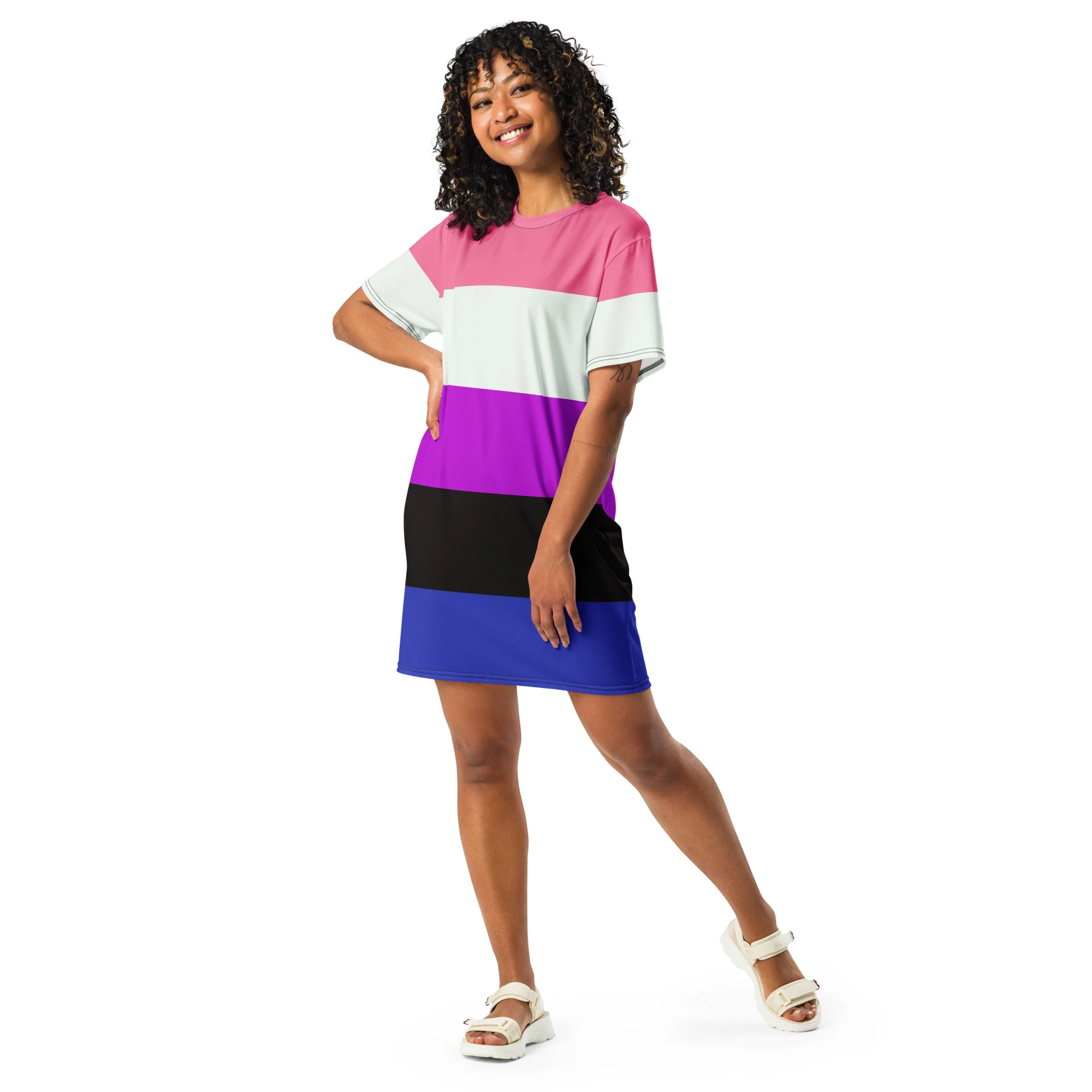 Gender Fluid Pride Flag T-shirt Dress - Image 4