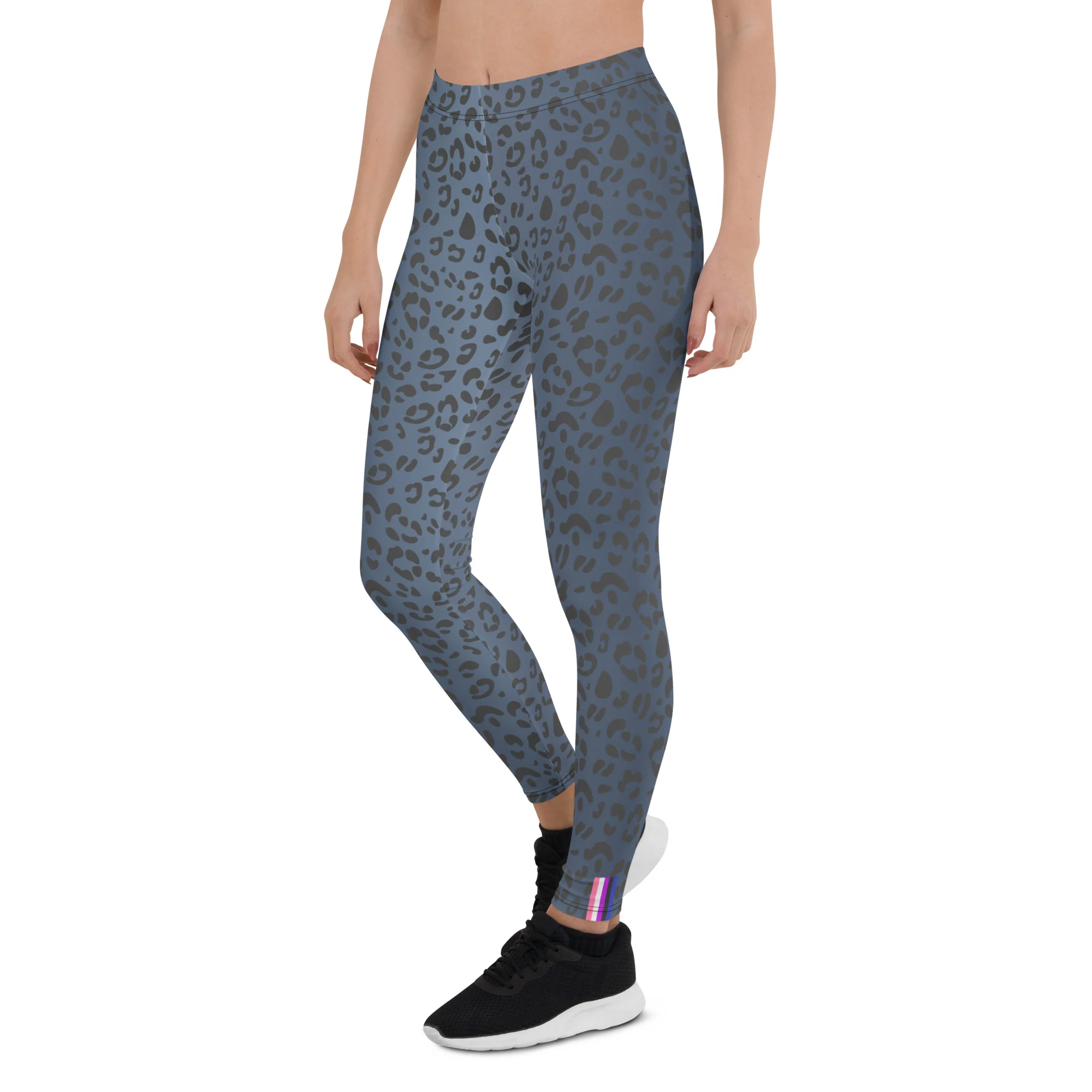 Gender Fluid Pride Flash Blue Leopard Print Leggings