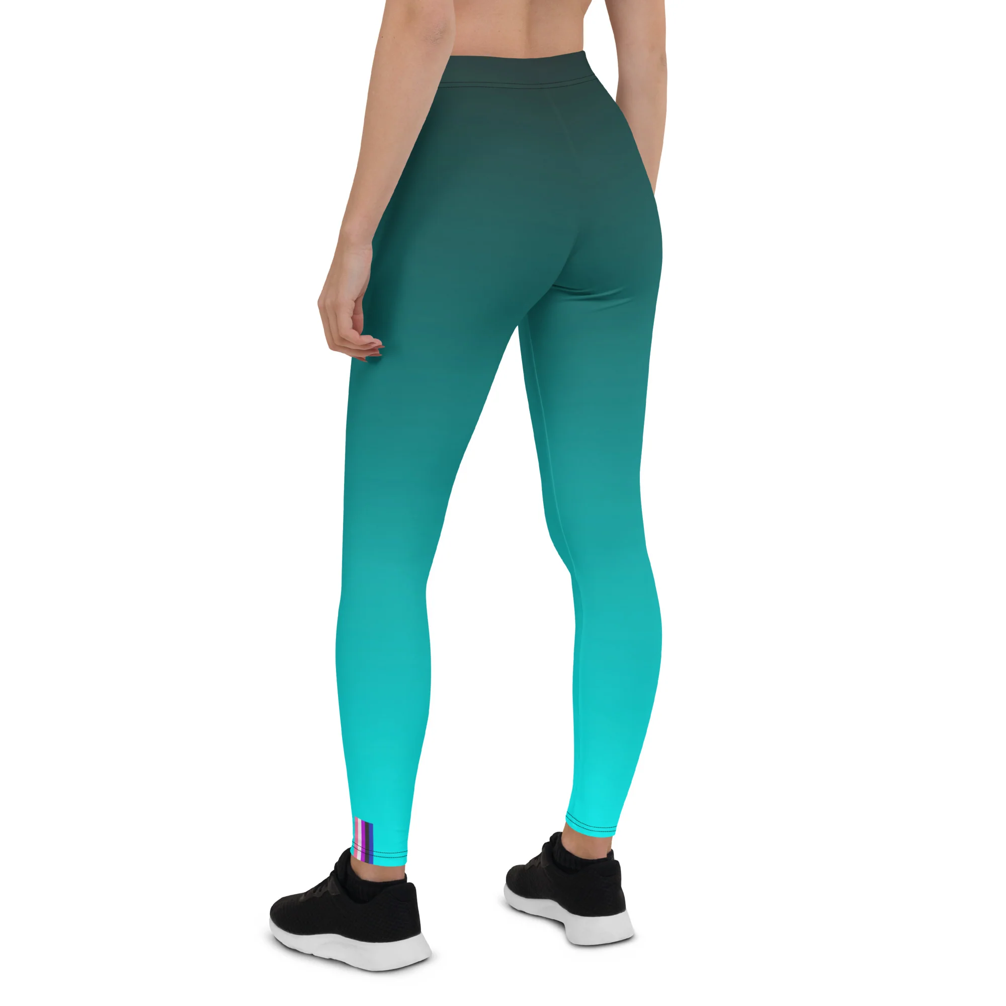 Gender Fluid Pride Flash Fade To Aqua Leggings - Image 3