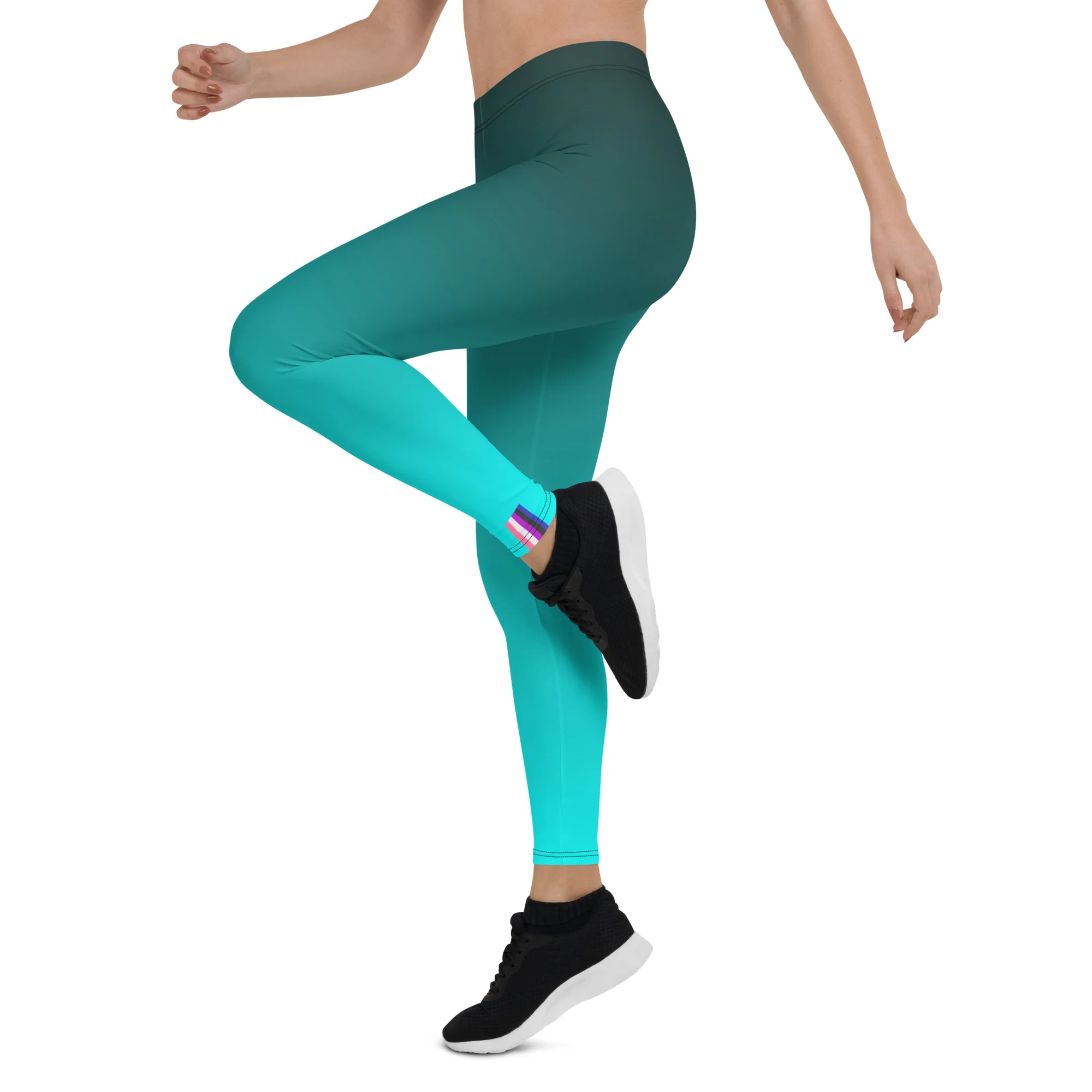 Gender Fluid Pride Flash Fade To Aqua Leggings - Image 4