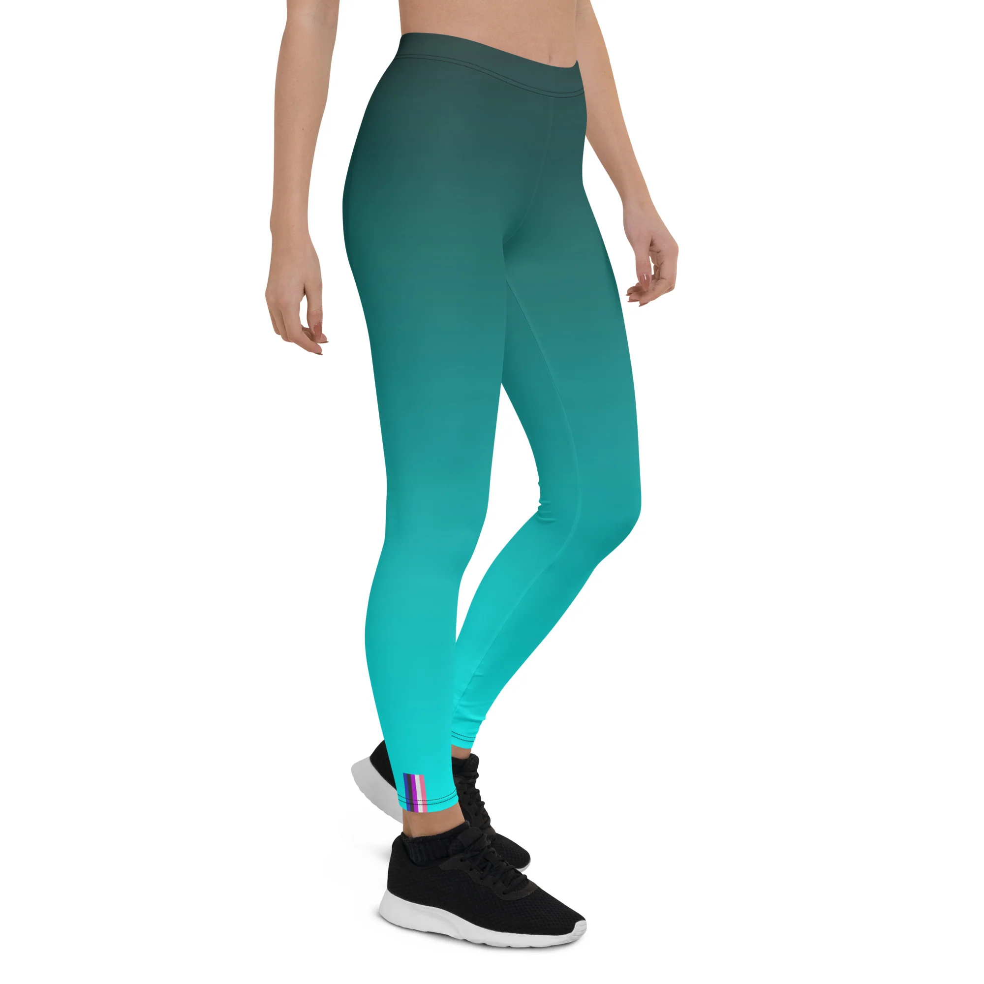 Gender Fluid Pride Flash Fade To Aqua Leggings - Image 5