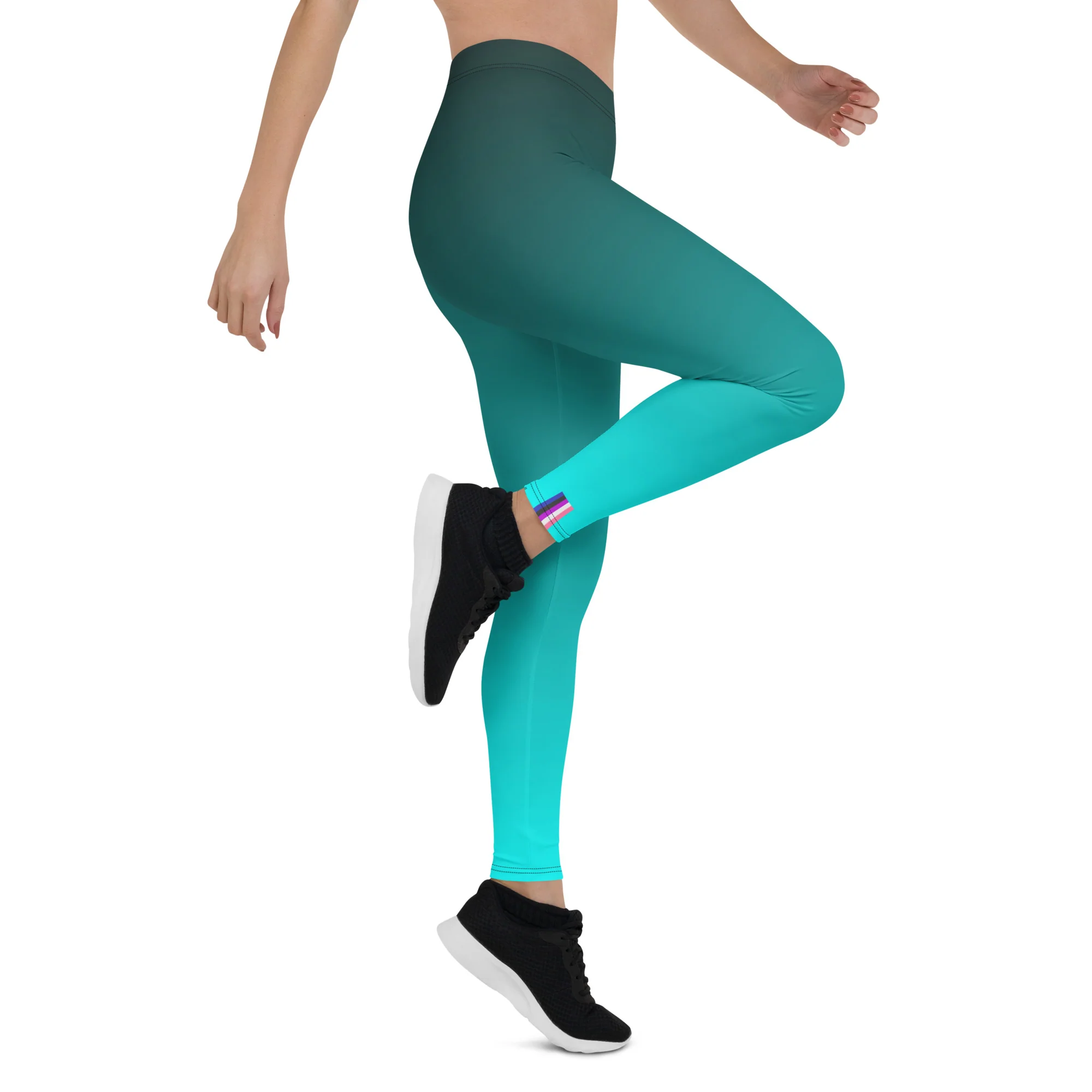 Gender Fluid Pride Flash Fade To Aqua Leggings - Image 6