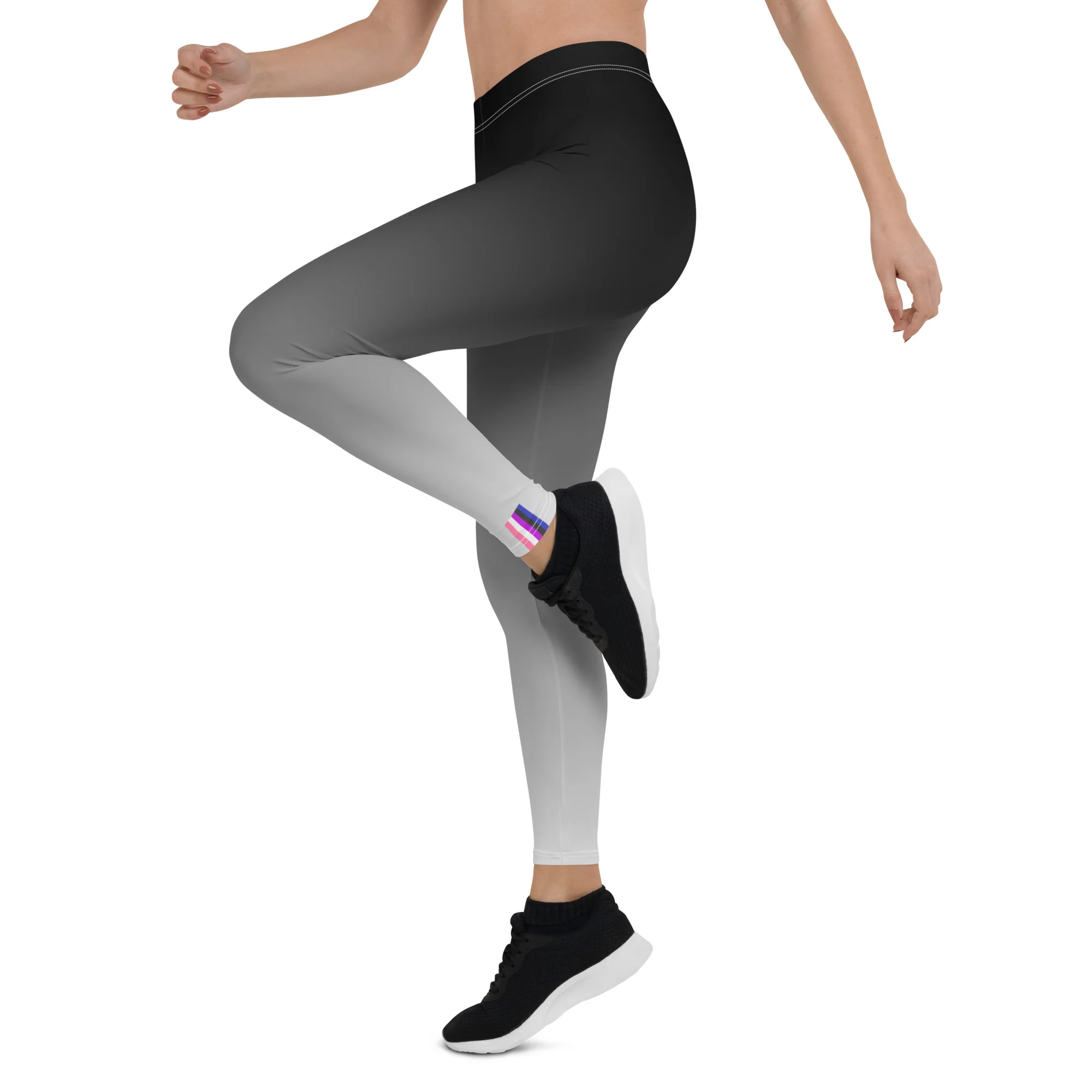 Gender Fluid Pride Flash Fade To Grey Leggings - Image 4