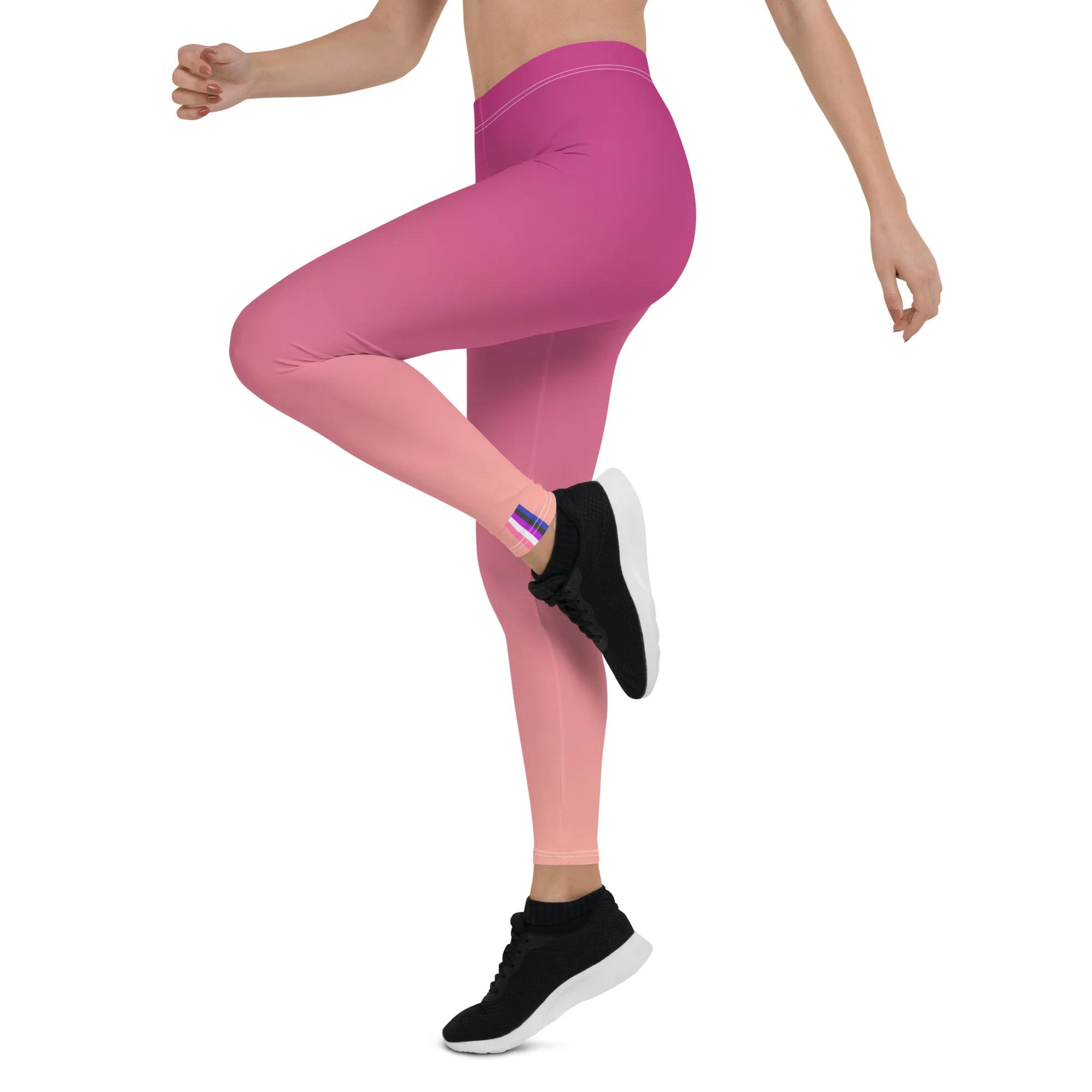 Gender Fluid Pride Flash Fade to Peach Leggings - Image 4