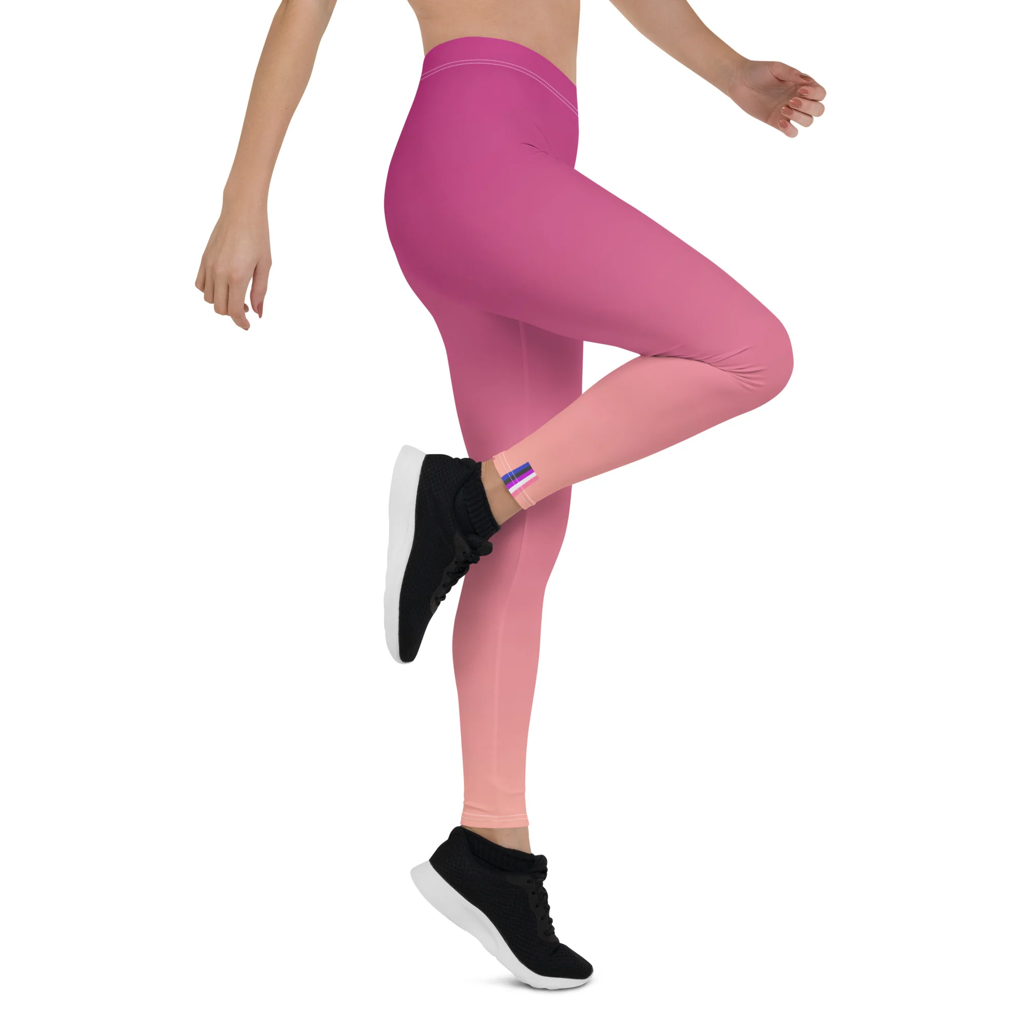 Gender Fluid Pride Flash Fade to Peach Leggings - Image 6