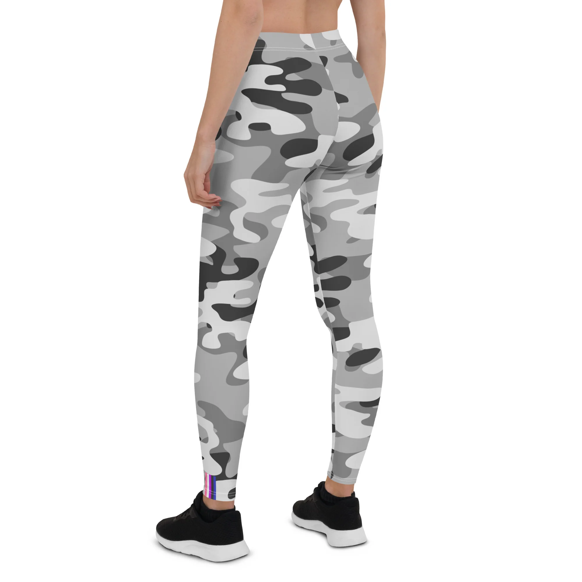 Gender Fluid Pride Flash Grey Camo Leggings - Image 3