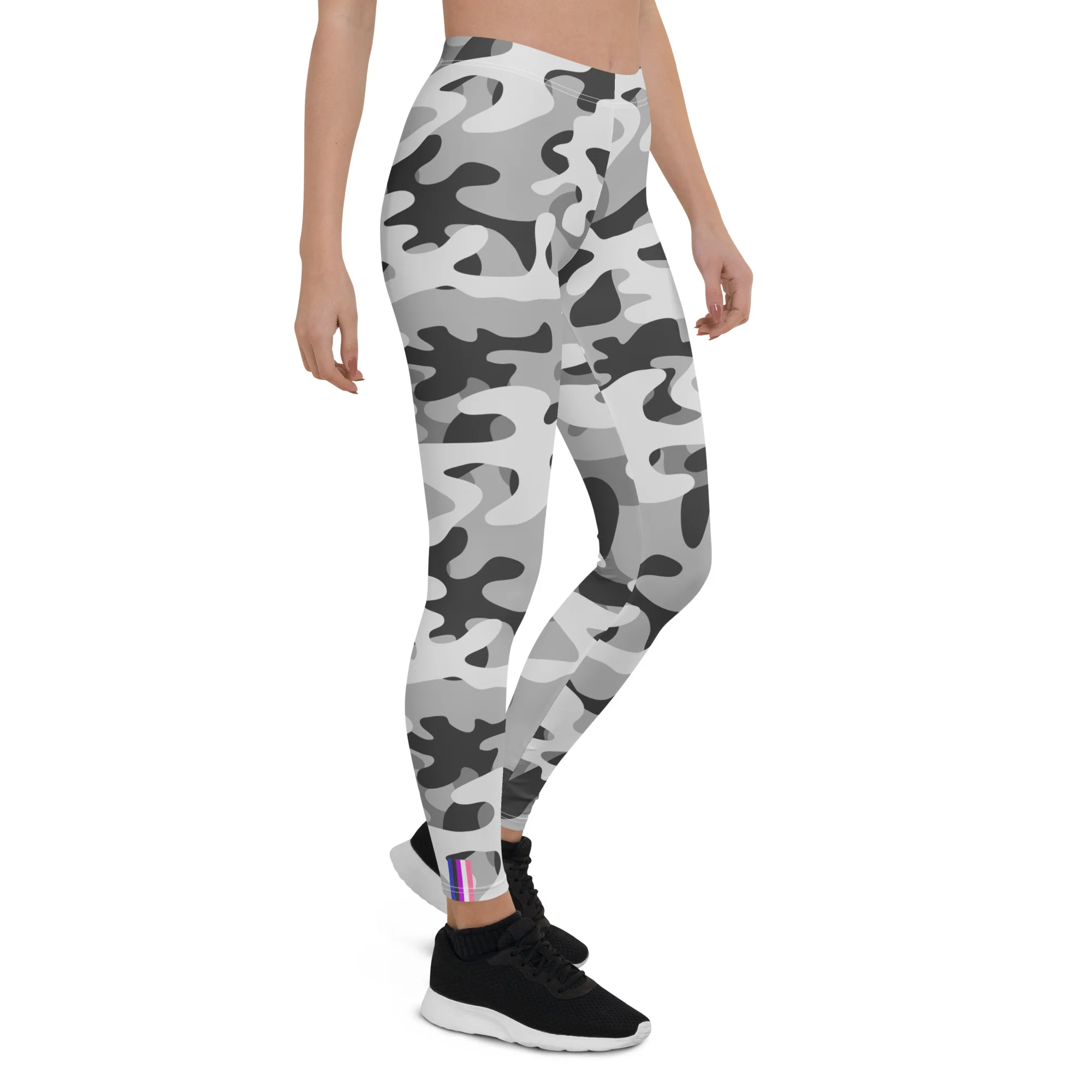 Gender Fluid Pride Flash Grey Camo Leggings - Image 5