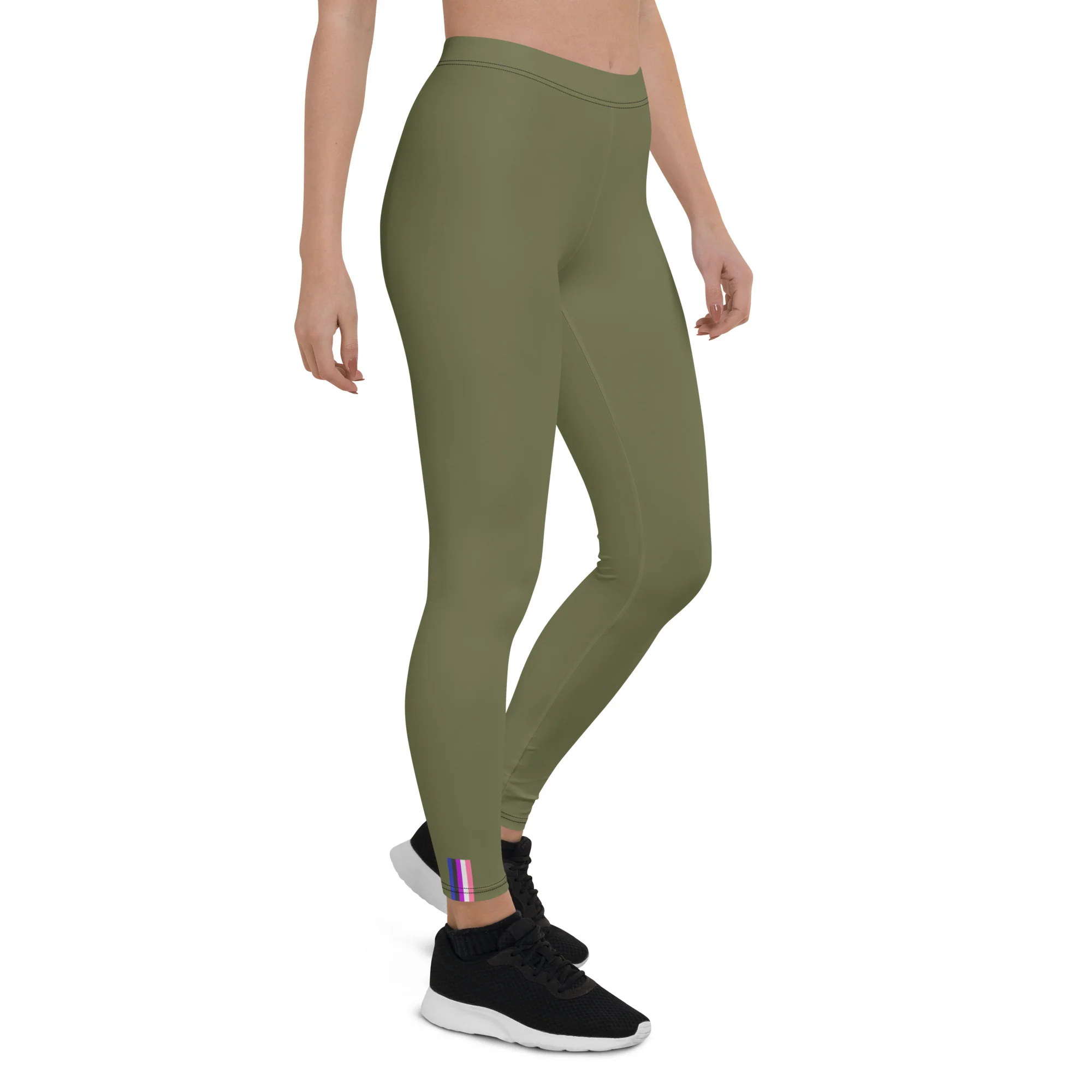 Gender Fluid Pride Flash Olive Leggings - Image 5