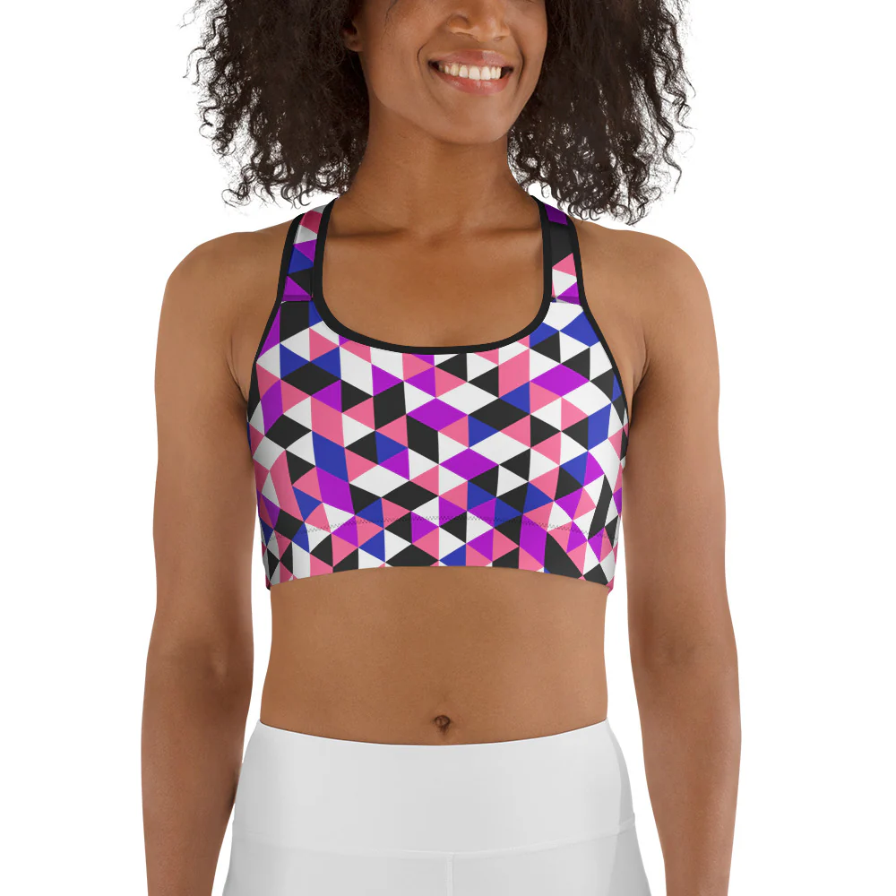 Gender Fluid Pride Triangles Sports Bra - Image 2
