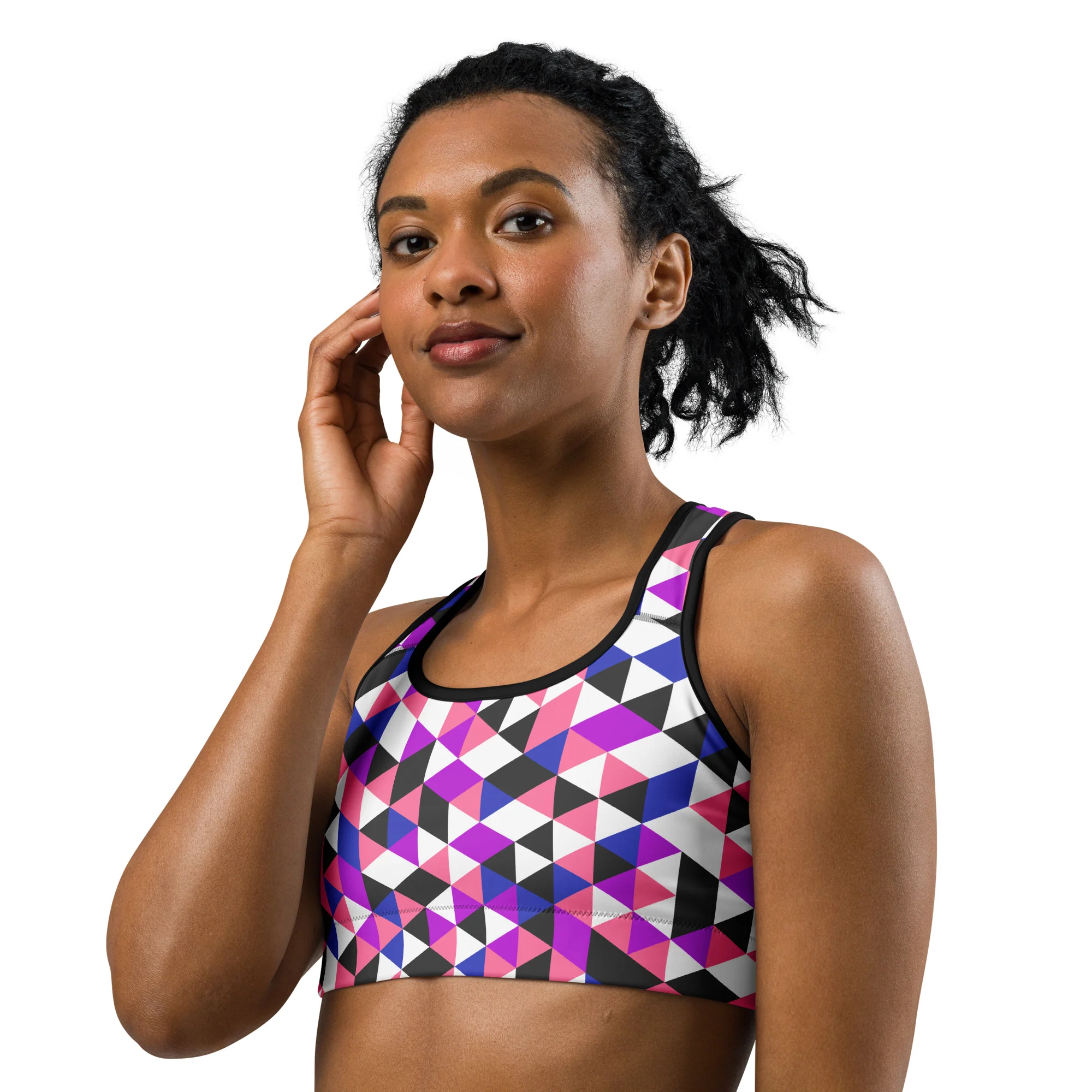 Gender Fluid Pride Triangles Sports Bra - Image 4
