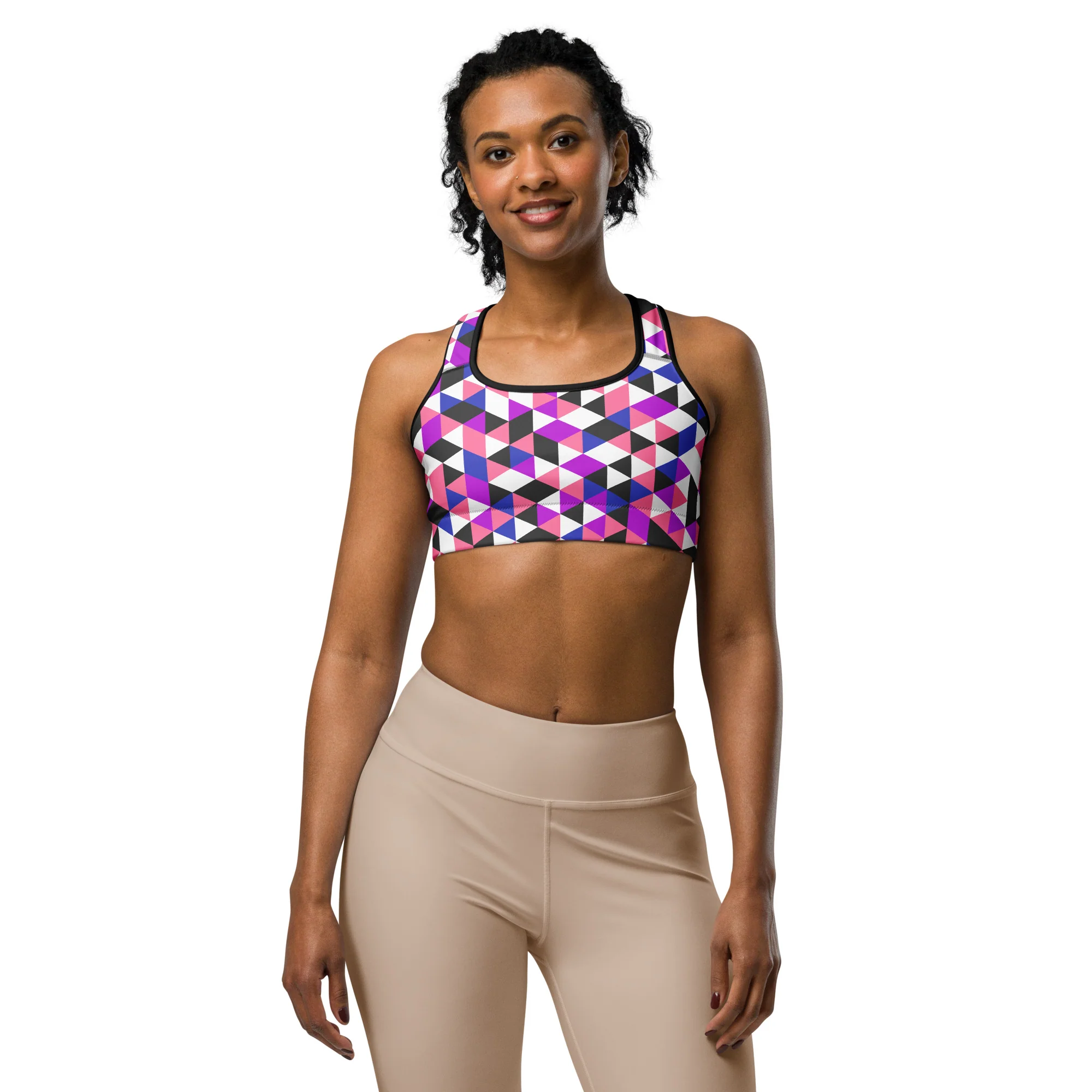 Gender Fluid Pride Triangles Sports Bra - Image 5
