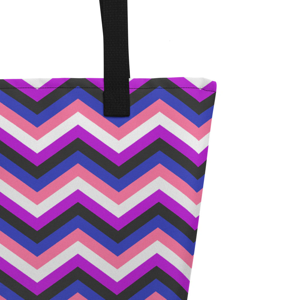 Gender Fluid Flag Zig Zag Large Tote/Beach Bag - Image 5