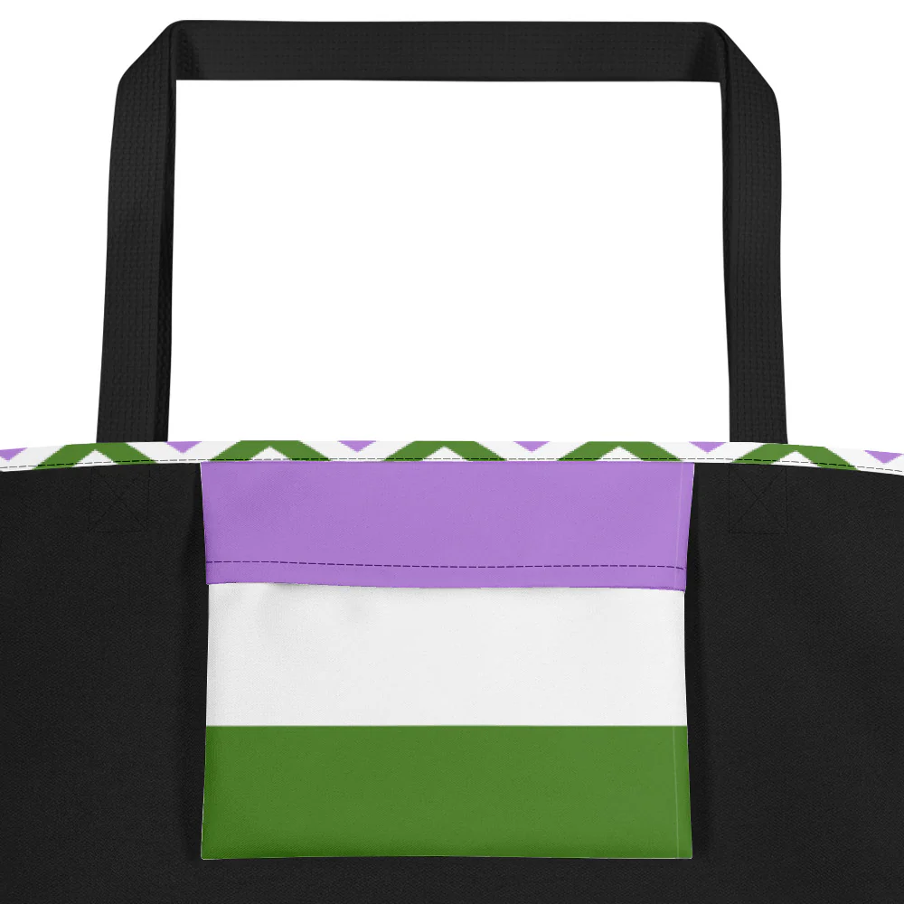 Genderqueer Flag Zig Zag Large Tote/Beach Bag - Image 4