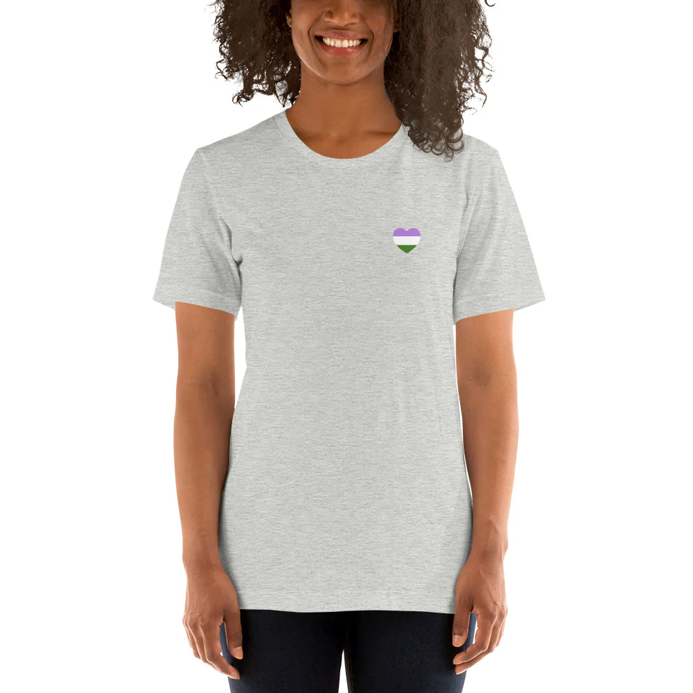 Genderqueer Pride Flag Small Heart T-Shirt - Image 11