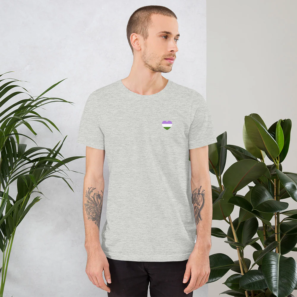Genderqueer Pride Flag Small Heart T-Shirt - Image 12